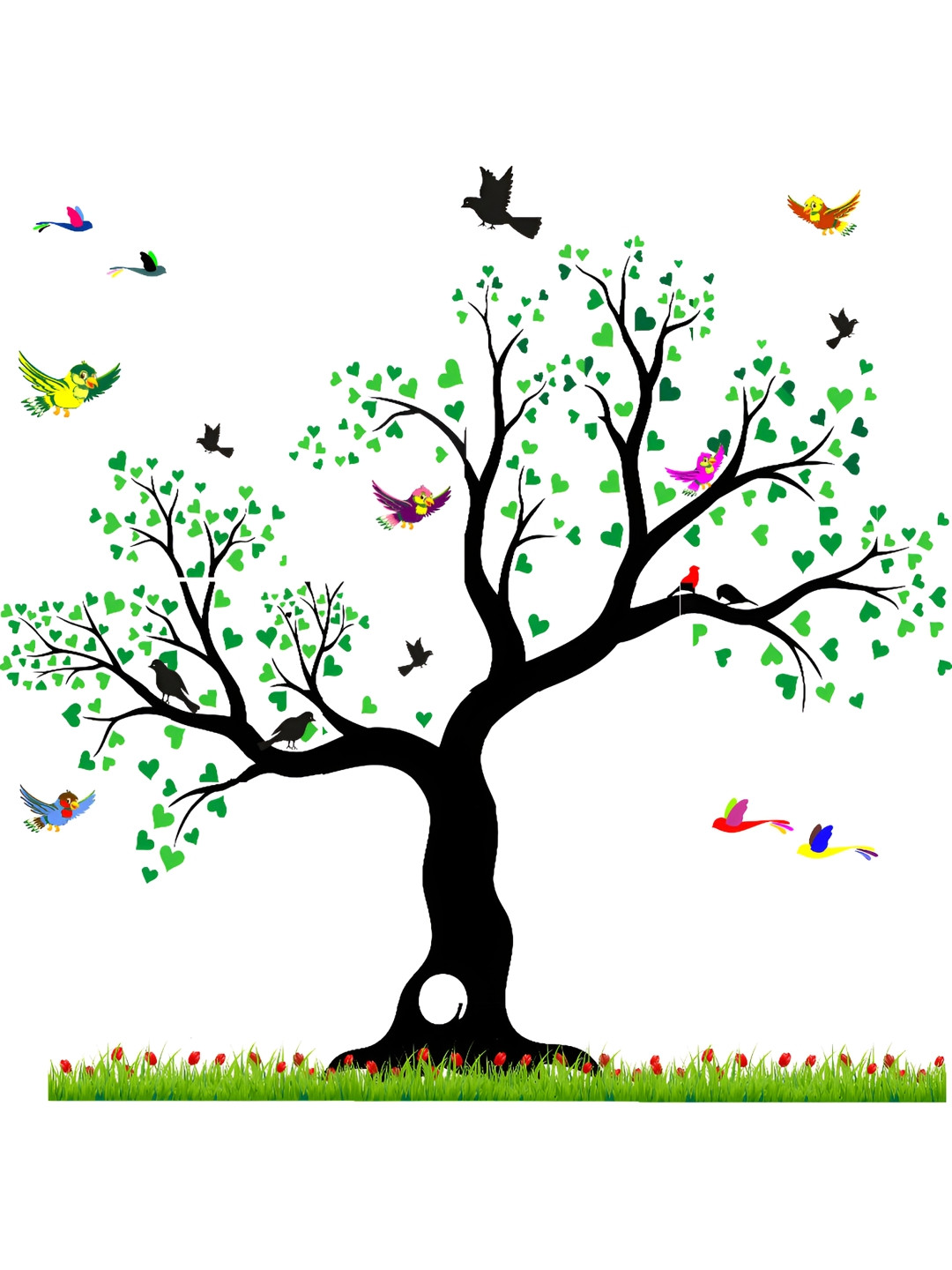 LANSTICK Black & Green Printed Splash Proof Wallpaper