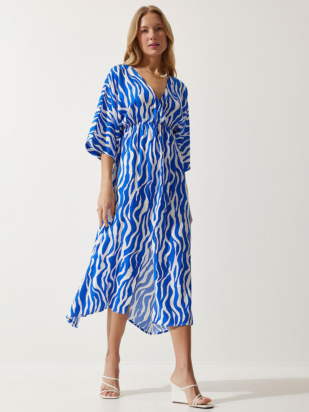 Happiness istanbul Print Kaftan Midi Dress