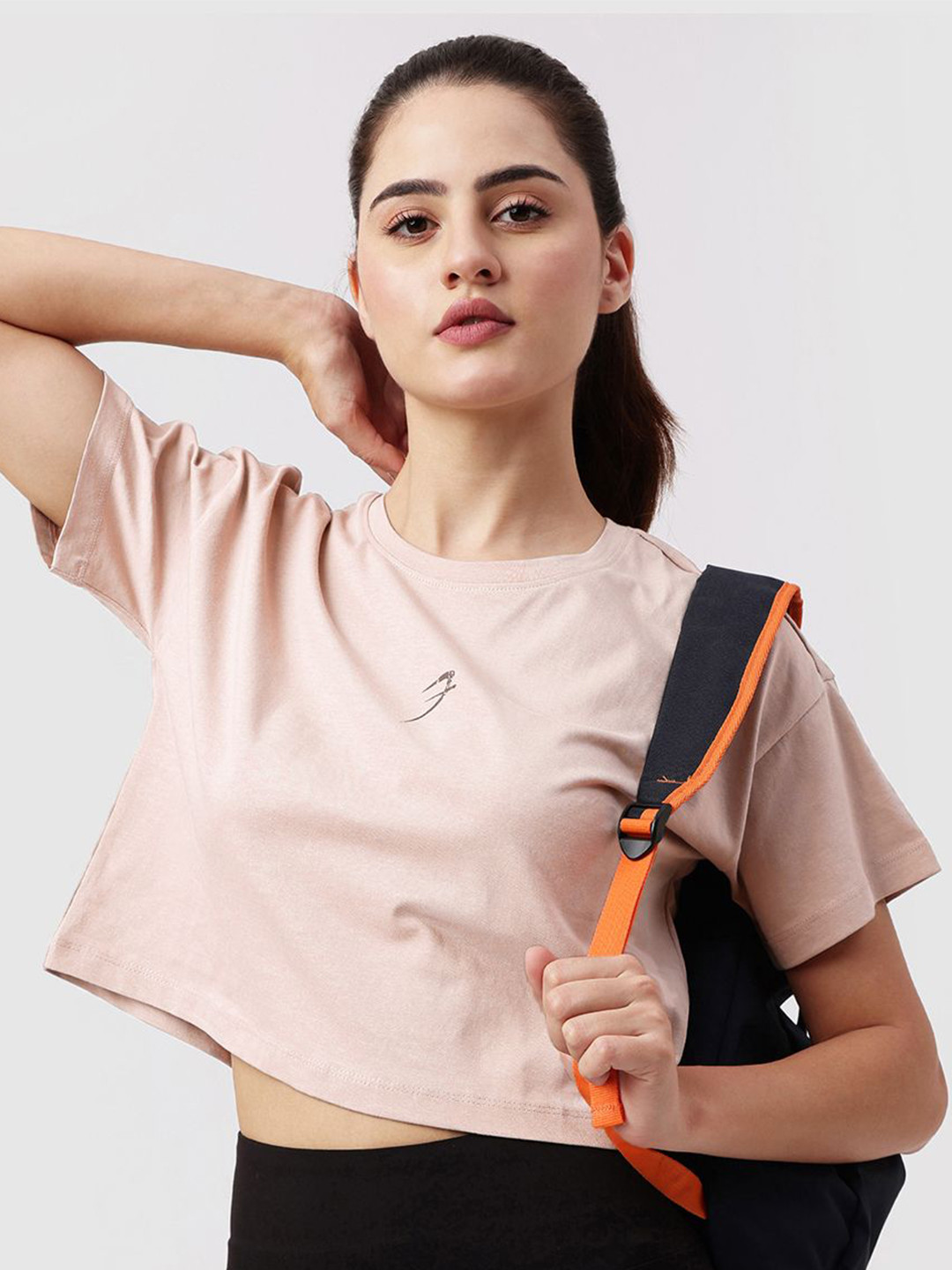 FUAARK Women Pure Cotton Regular Fit Brisk Logo Gym Workout & Casual Crop T-Shirt