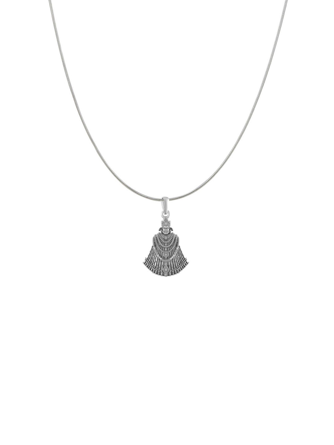 Metronaut 92.5 Sterling Silver Khatu Shyam Goddess Pendant With Rope Chain