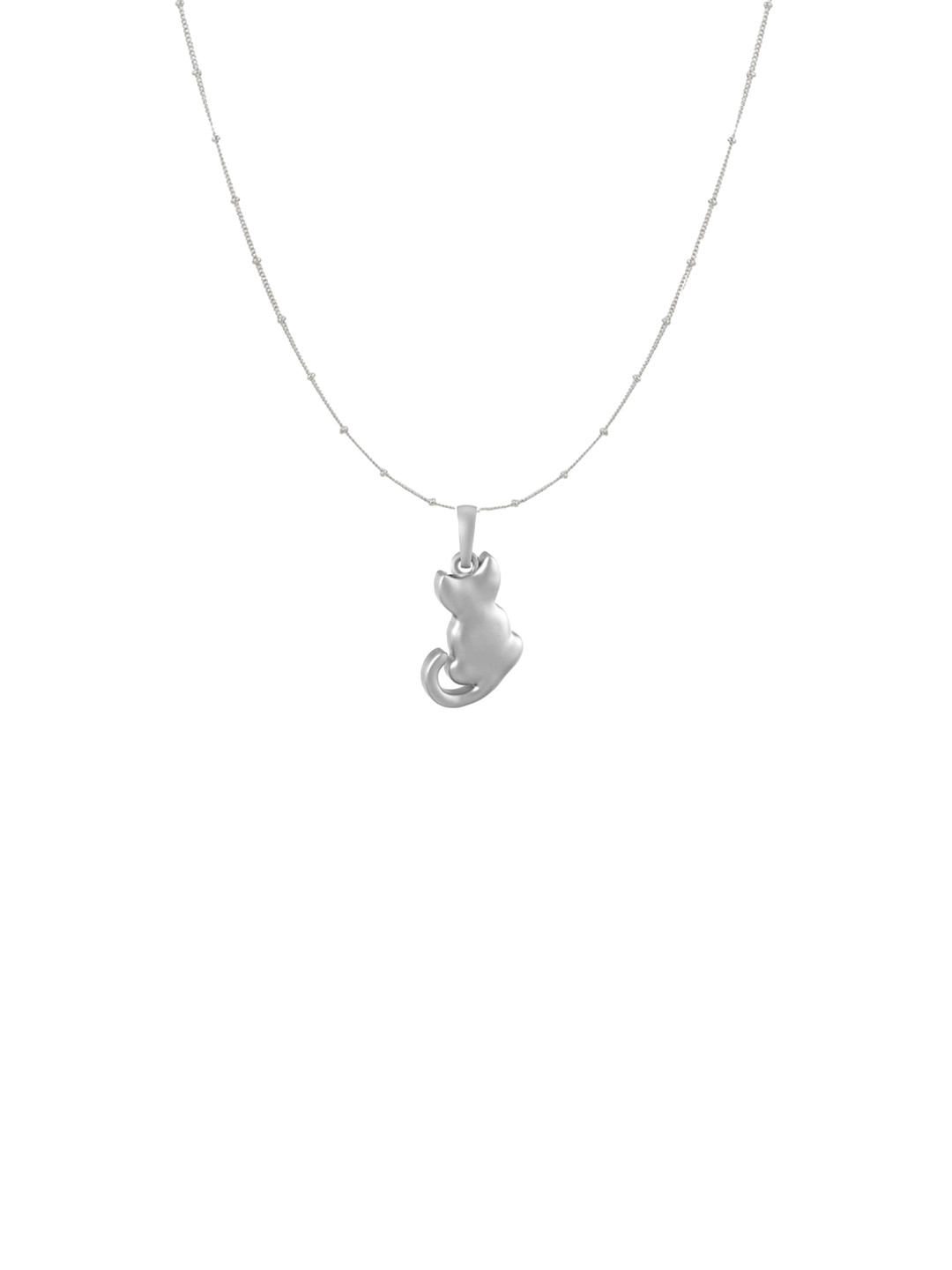 Metronaut 92.5 Sterling Silver Cat Pendant With Ball Chain