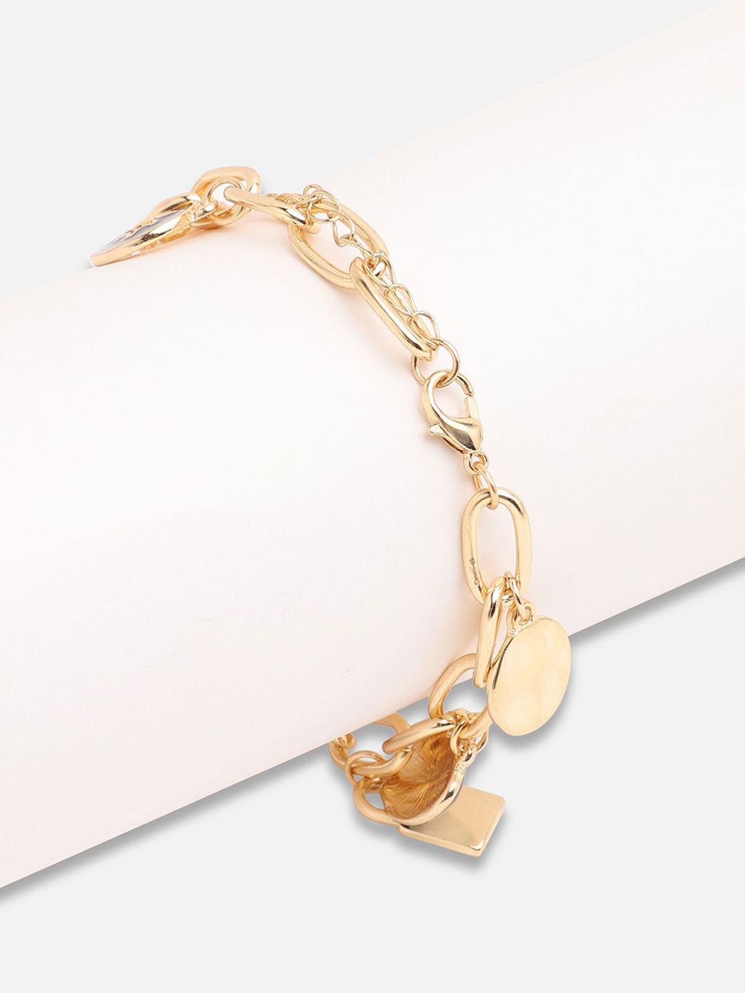 DressBerry Gold-Plated Designer Charms Link Bracelet