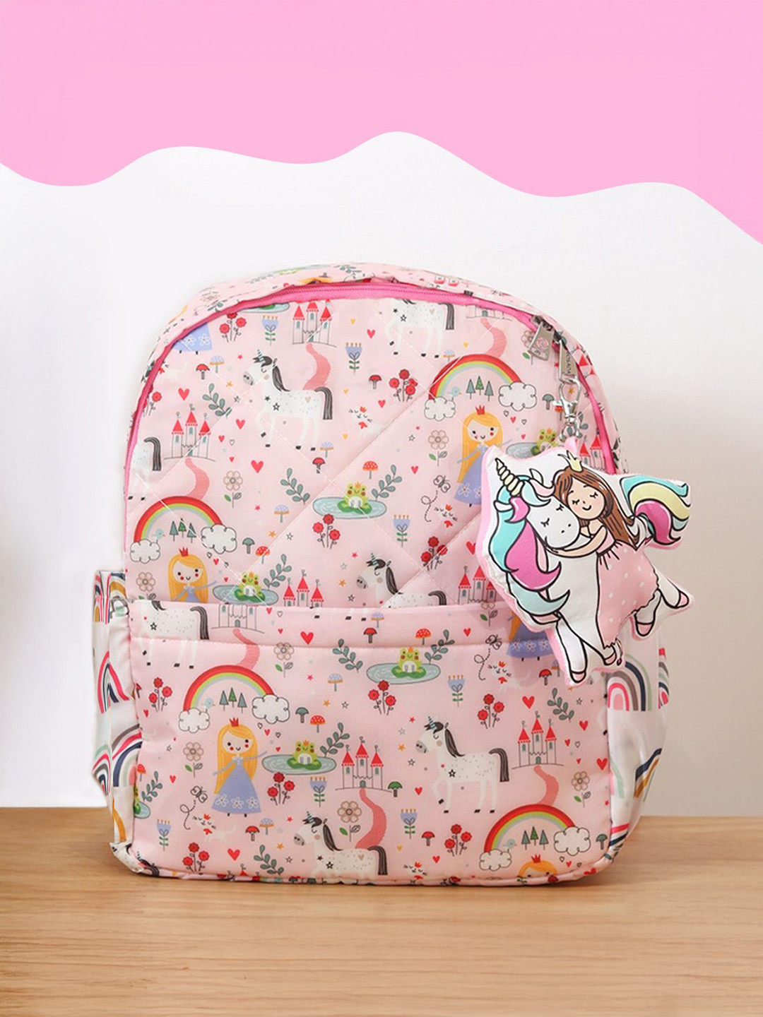 ROSADA Kids Princess Printed  Waterproof Backpack With Keychain-13inch