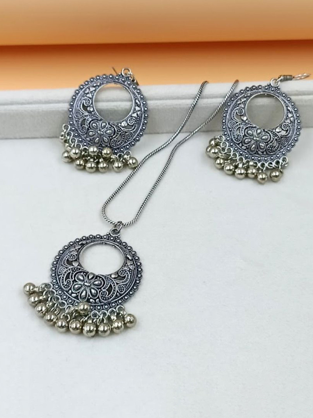 BLACKBOX Silver-Plated Beaded Oxidised Jewellery Set