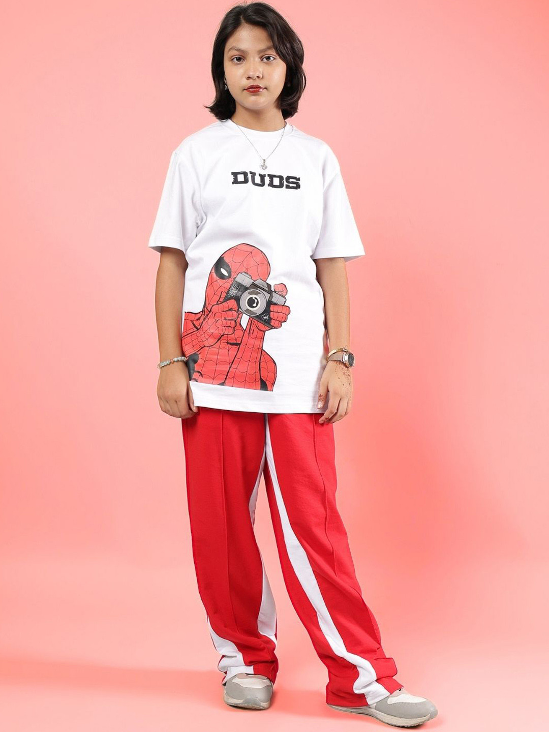 WEARDUDS Peter Kids Spider-Man Printed Round Neck Pure Cotton T-Shirt With Trouser