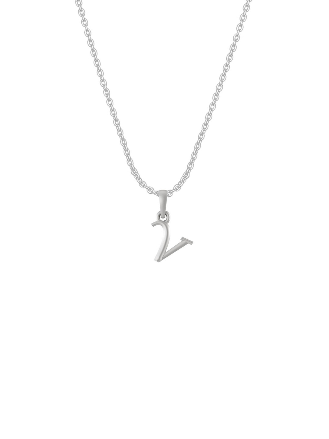 Metronaut Men 92.5 Sterling Silver V Alphabet Pendant with Anchor Chain
