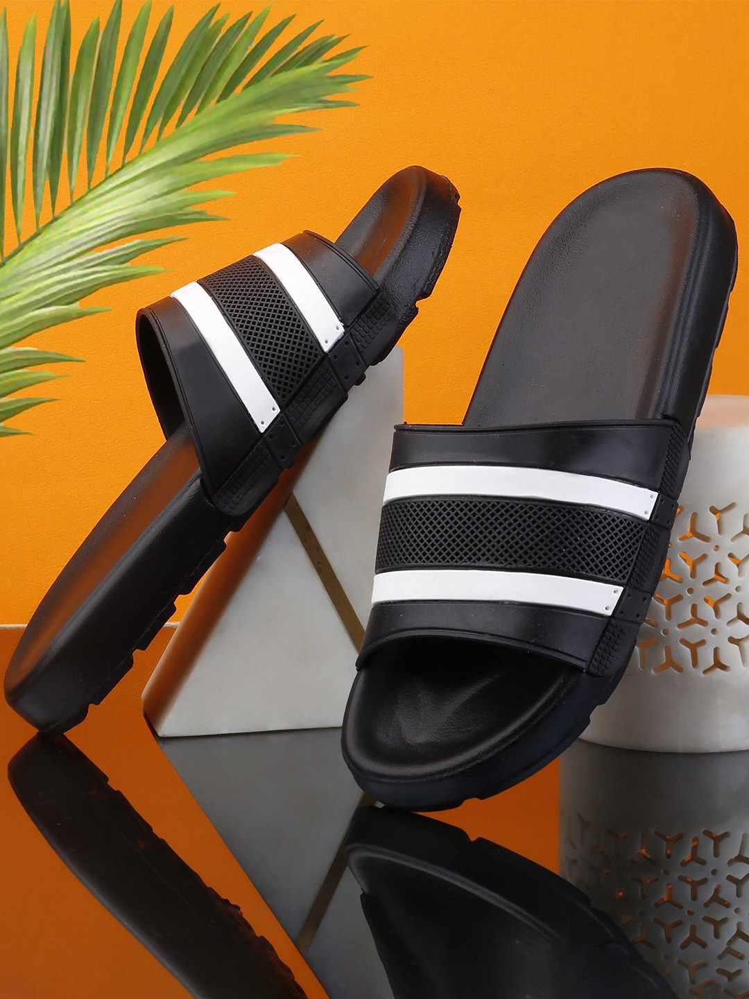Shoe Island Men Self Design Sliders Flip Flops