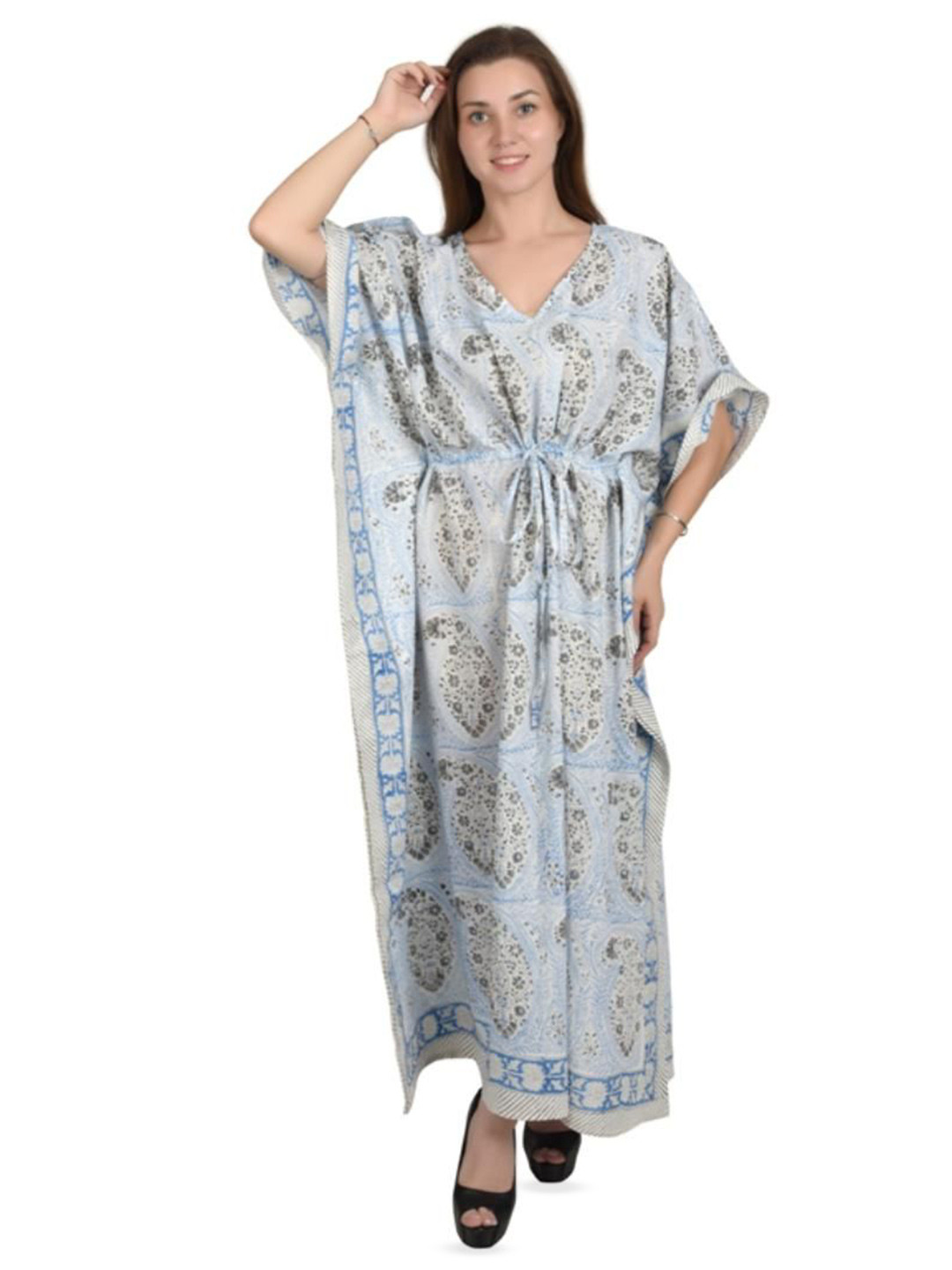 Fabric Venue Print Kaftan Maxi Dress