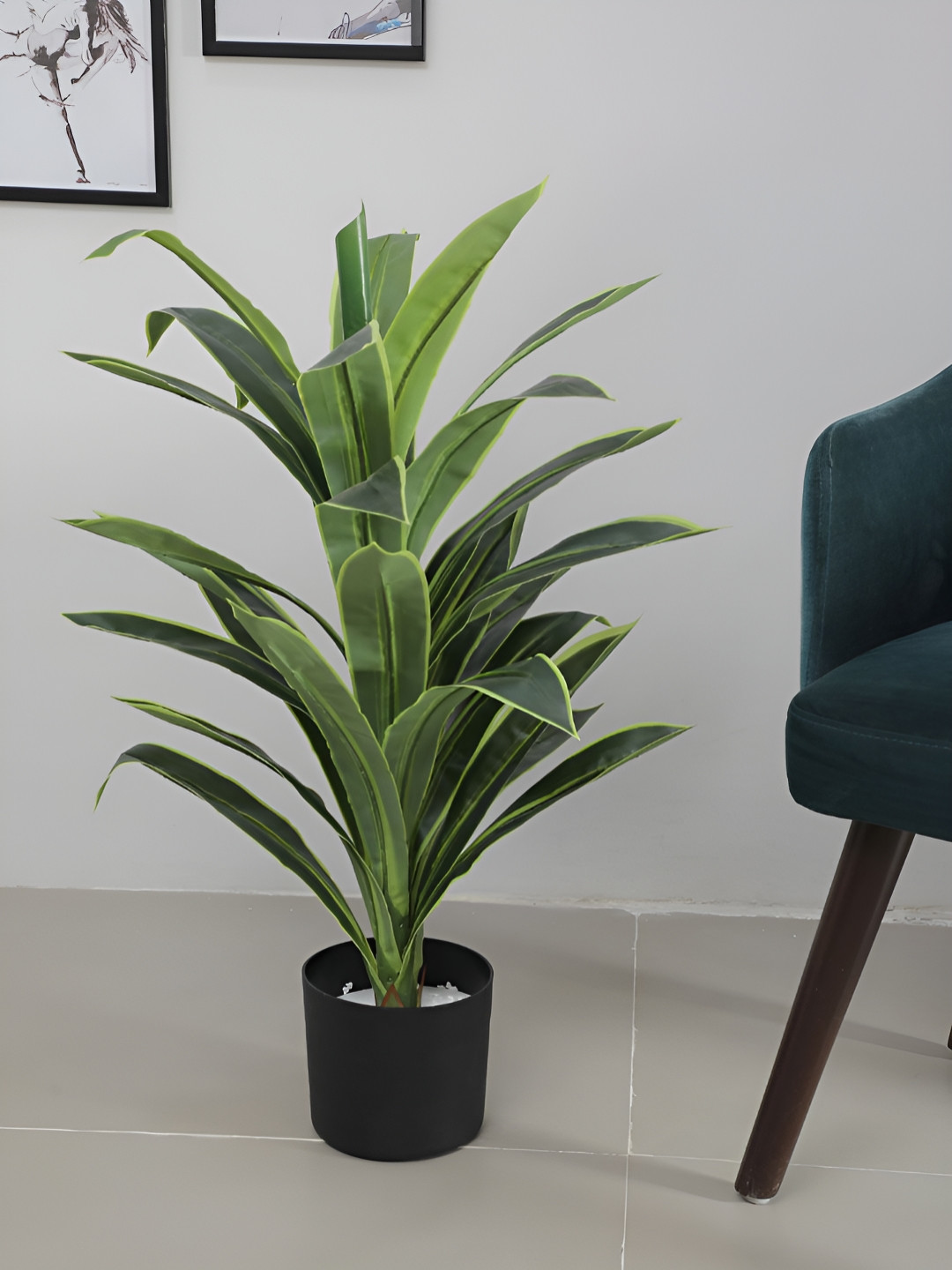 ARICK DECOR Green 1 Pieces Dracaena Artificial Plant With Pot