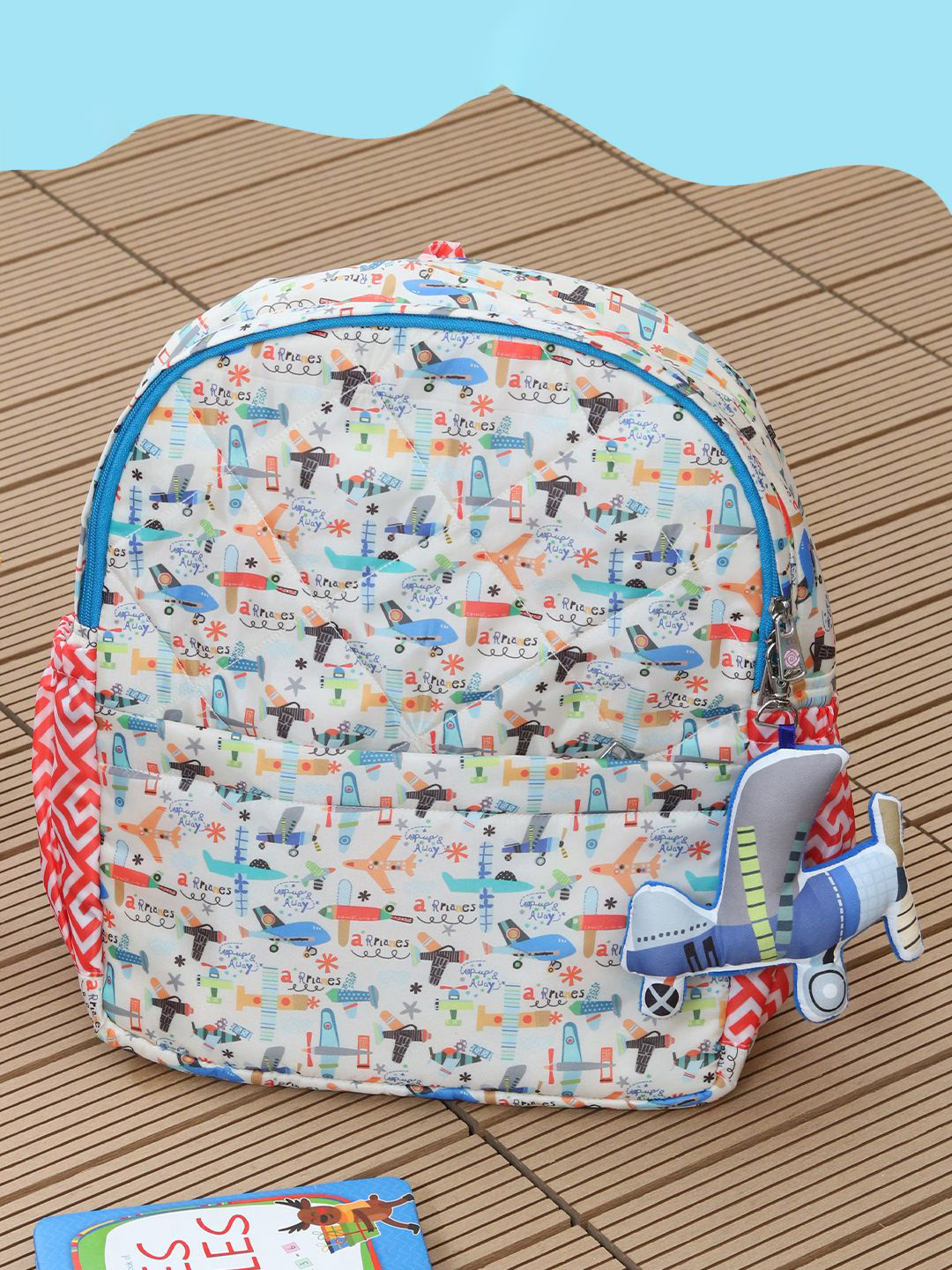 ROSADA Kids Aeroplane Printed  Waterproof Backpack With Keychain-11inch