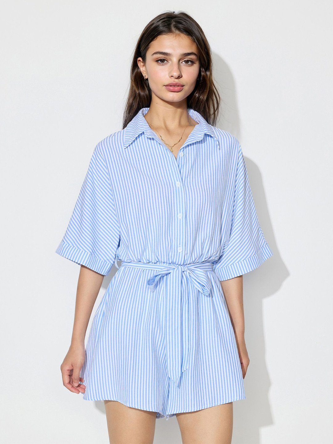 Outzidr Blue Front Buttoned Jumpsuit