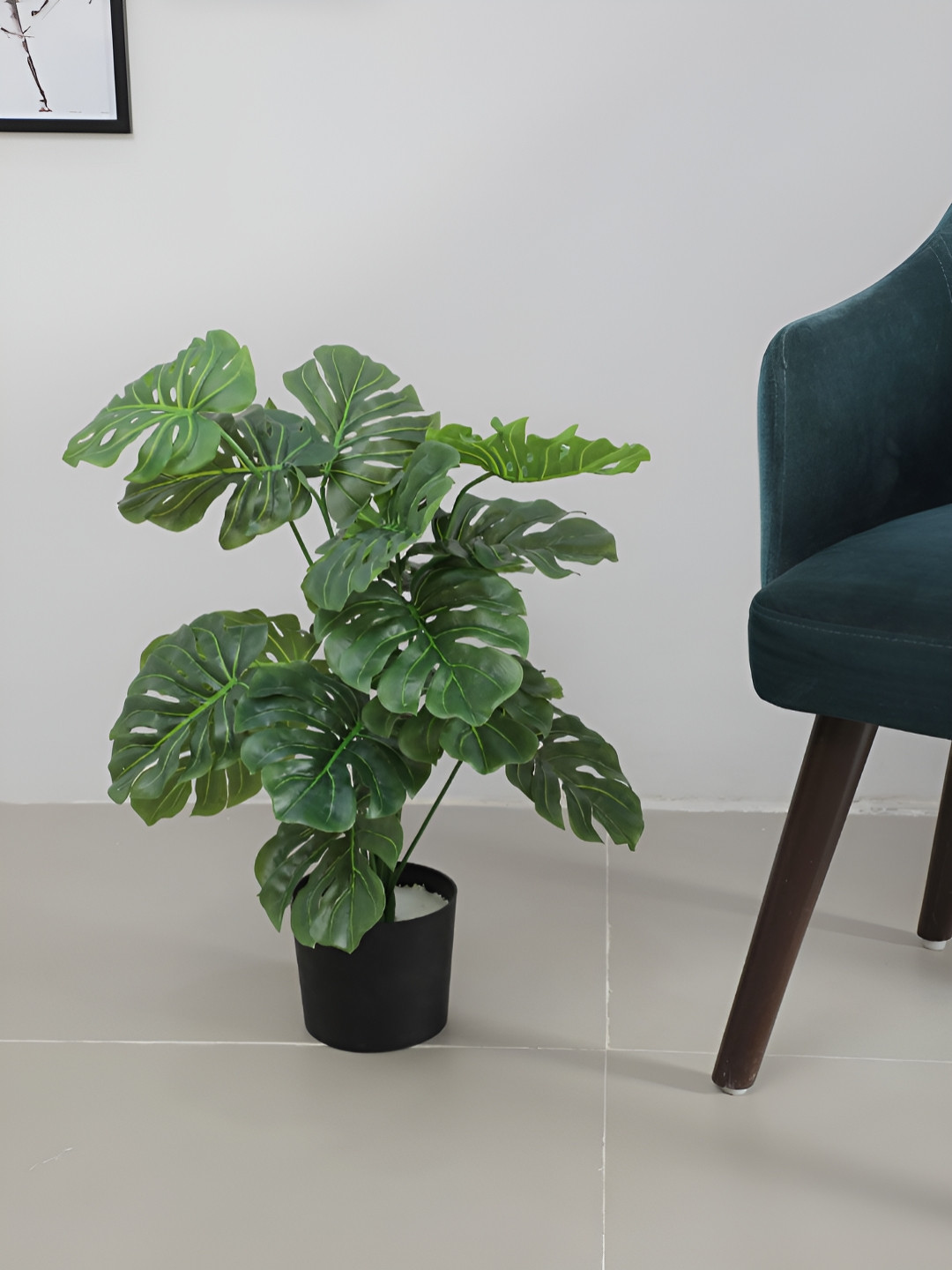 ARICK DECOR Green 1 Pieces Monstera Deliciosa Artificial Plant With Pot
