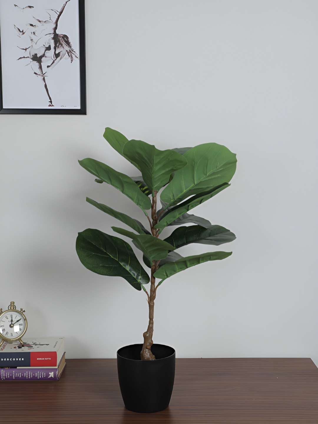 ARICK DECOR Green 1 Pieces Fig Artificial Plant With Pot