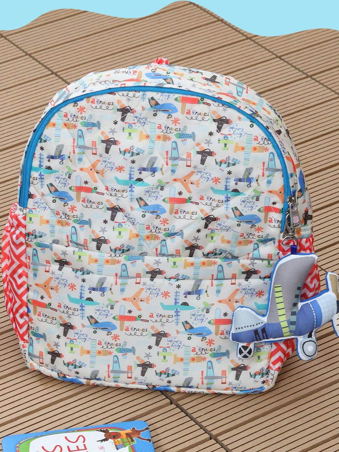 ROSADA Kids Aeroplane Printed  Waterproof Backpack With Keychain-13inch