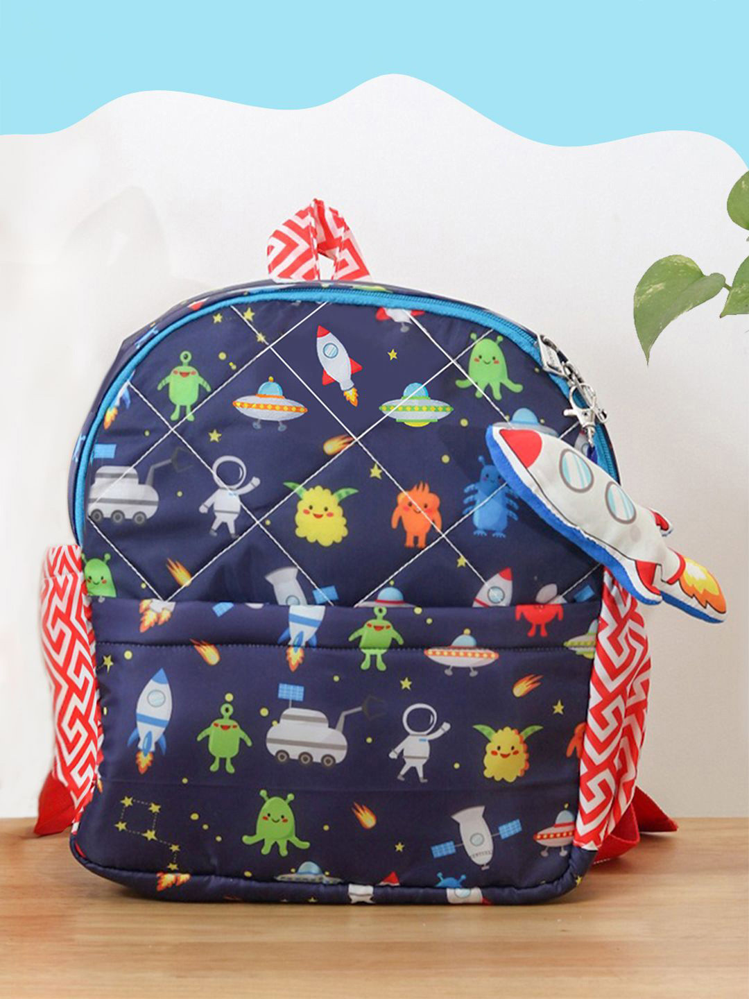 ROSADA Kids Space Printed  Waterproof Backpack With Keychain-15inch