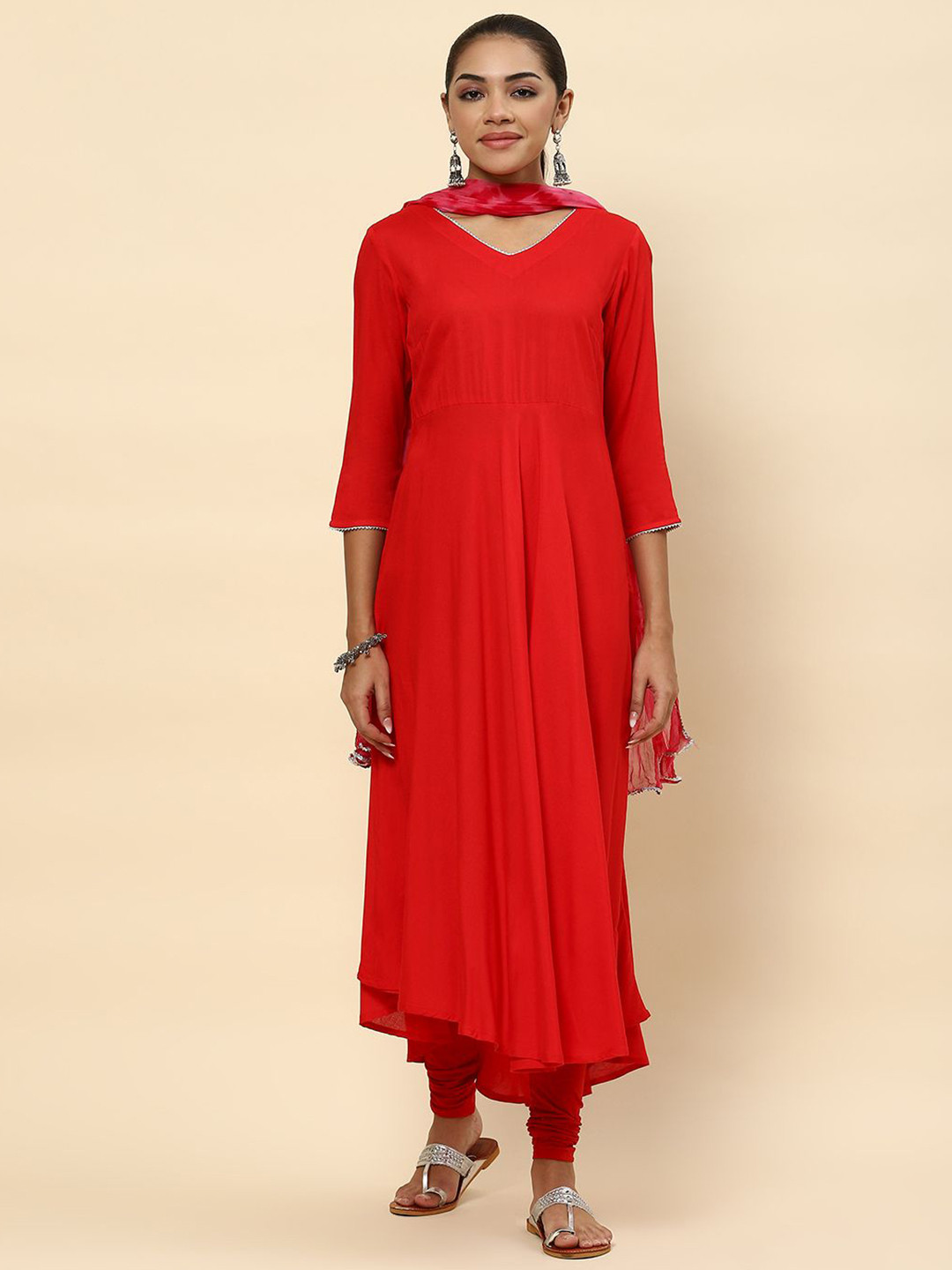 TUNIYA Women V-Neck Gotta Patti Anarkali Kurta