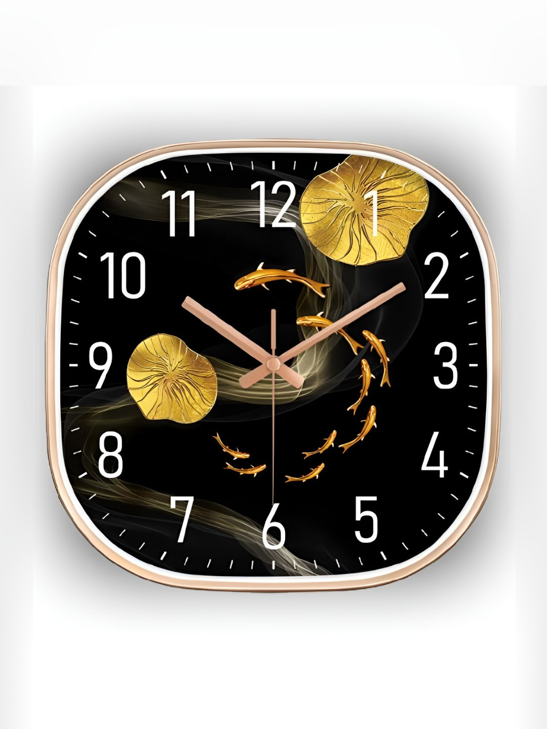 Star work Black & Yellow Printed  Analogue Square Shaped Contemporary Wall Clock