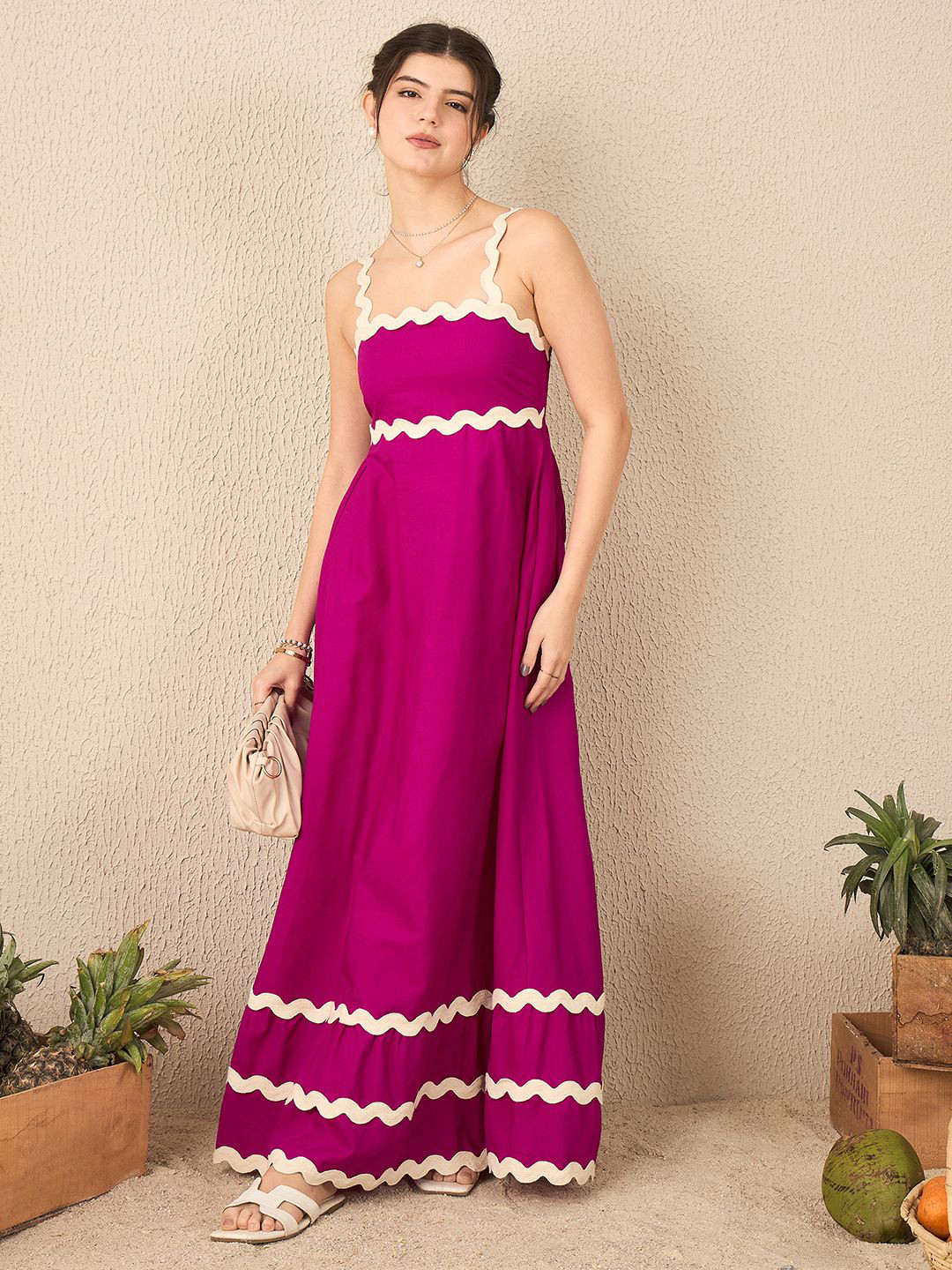 Uptownie Printed Cotton Ric-Rac Dress