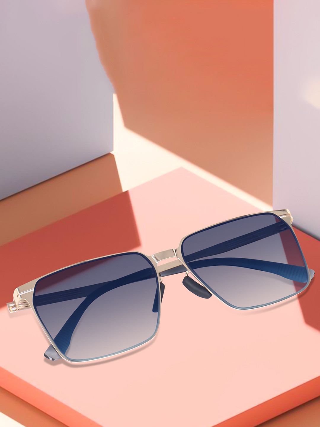 LIZA ANGEL Unisex Rectangle Sunglasses with UV Protected Lens CRM1995_Golden_Blue_Graident