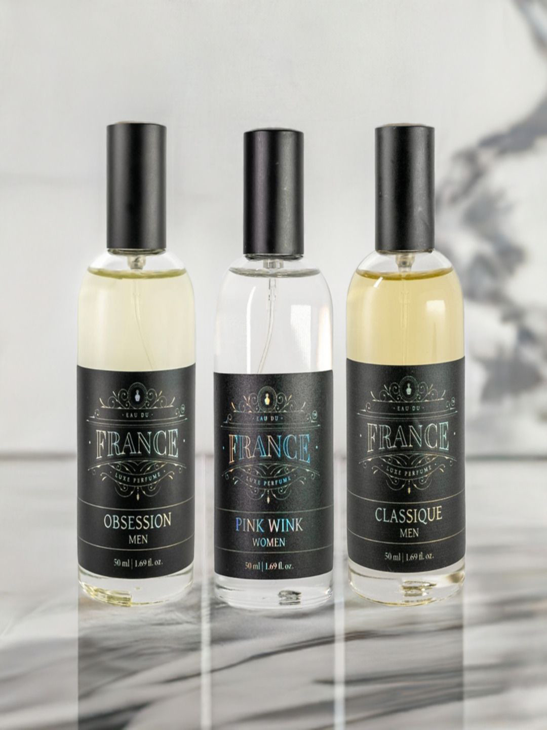 Eau DuFrance Set Of 3 Obsession Pink Wink & Classique Eau De Parfum - 50 ml Each