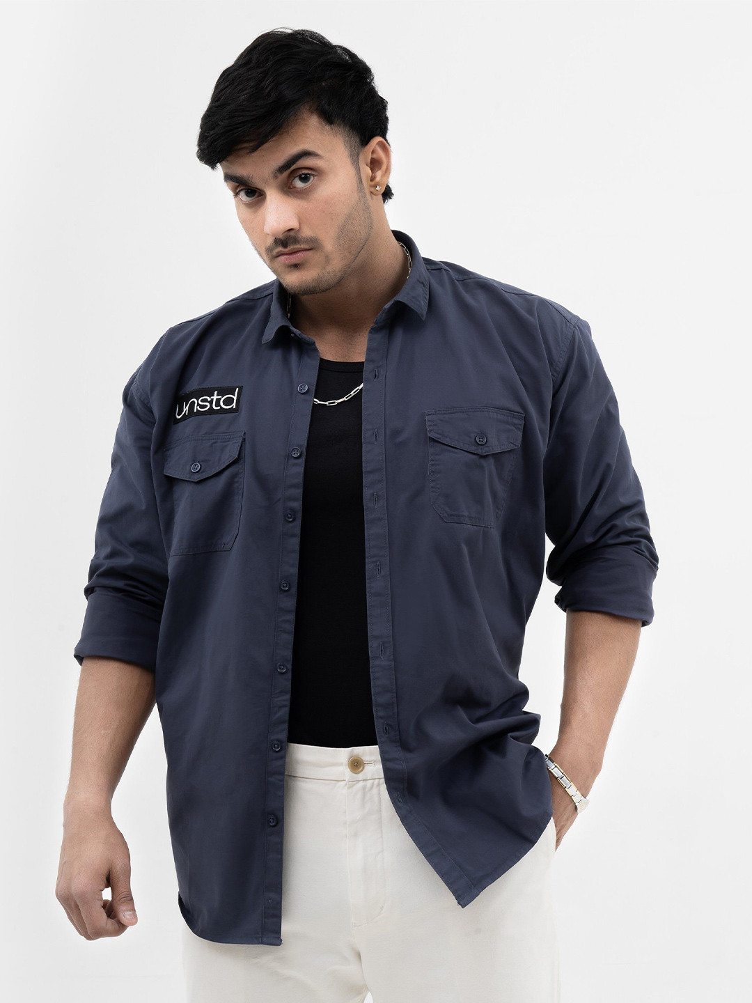 UNSTD Men Plus Size Cargo Casual Shirts