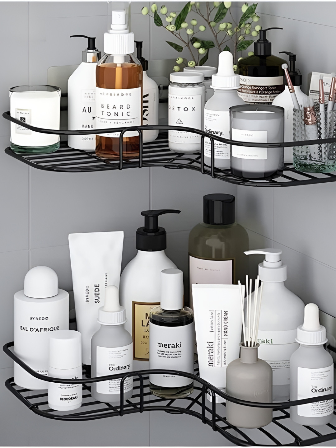 upkaranwale Black Metal Storage Wall Mounted Bathroom Caddy