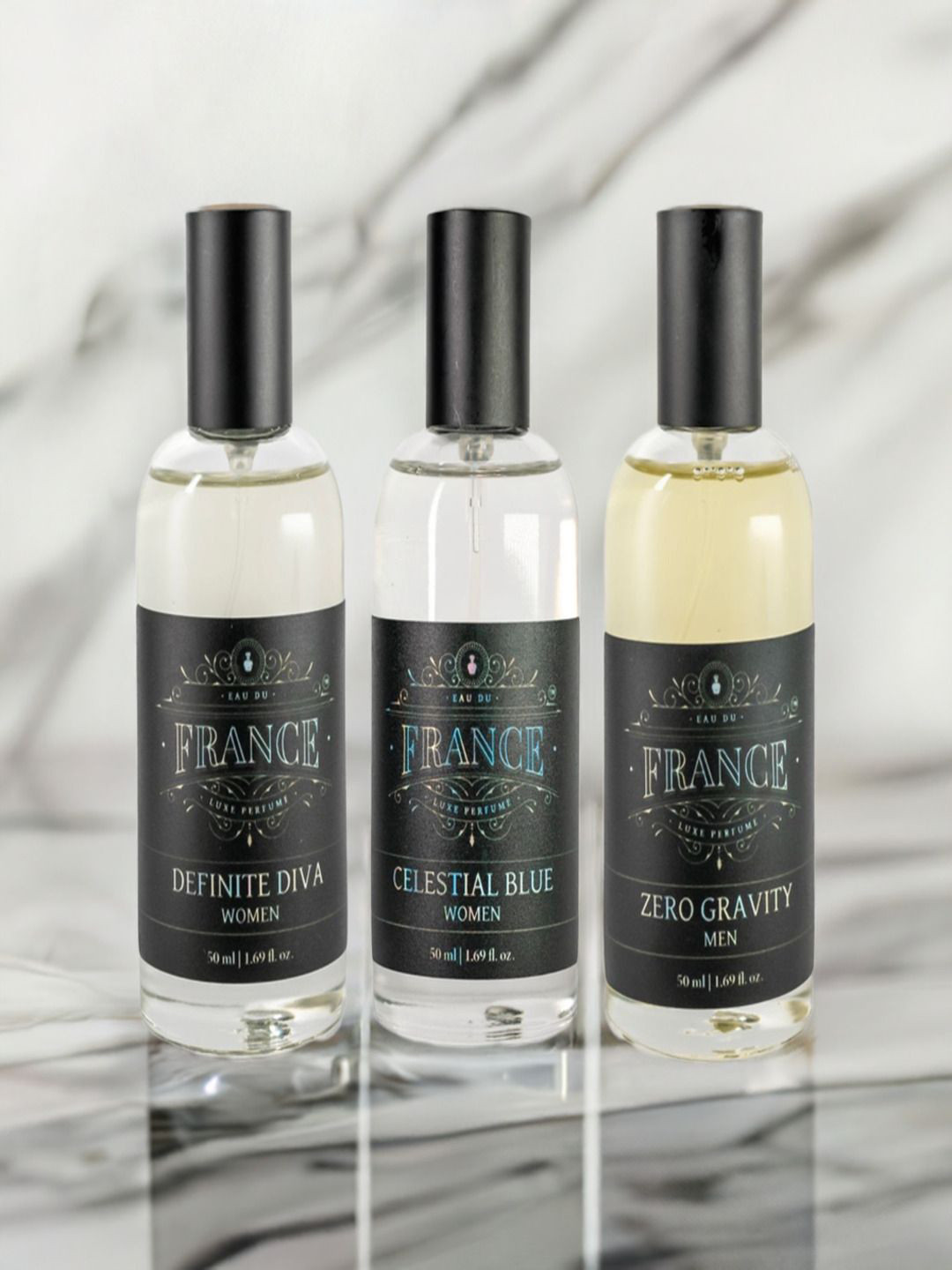 Eau DuFrance Set Of 3 Zero Gravity Celestial Blue & Definite Diva Eau De Parfum 50ml Each