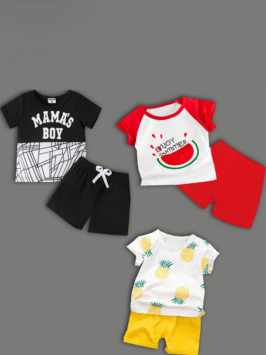 HELPOM Unisex Kids Printed T-shirt with Shorts