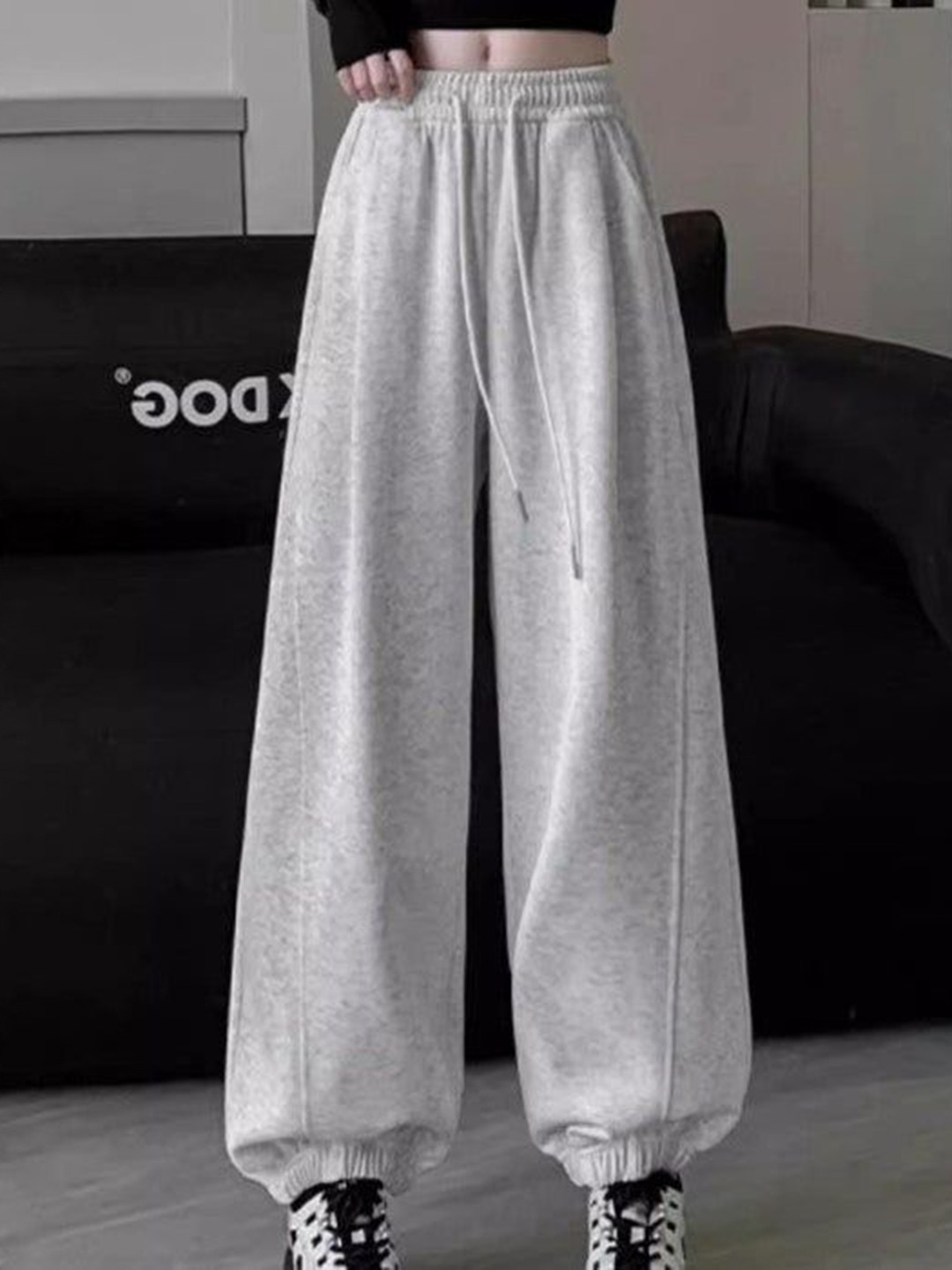 Outzidr White Wide Leg Solid Joggers