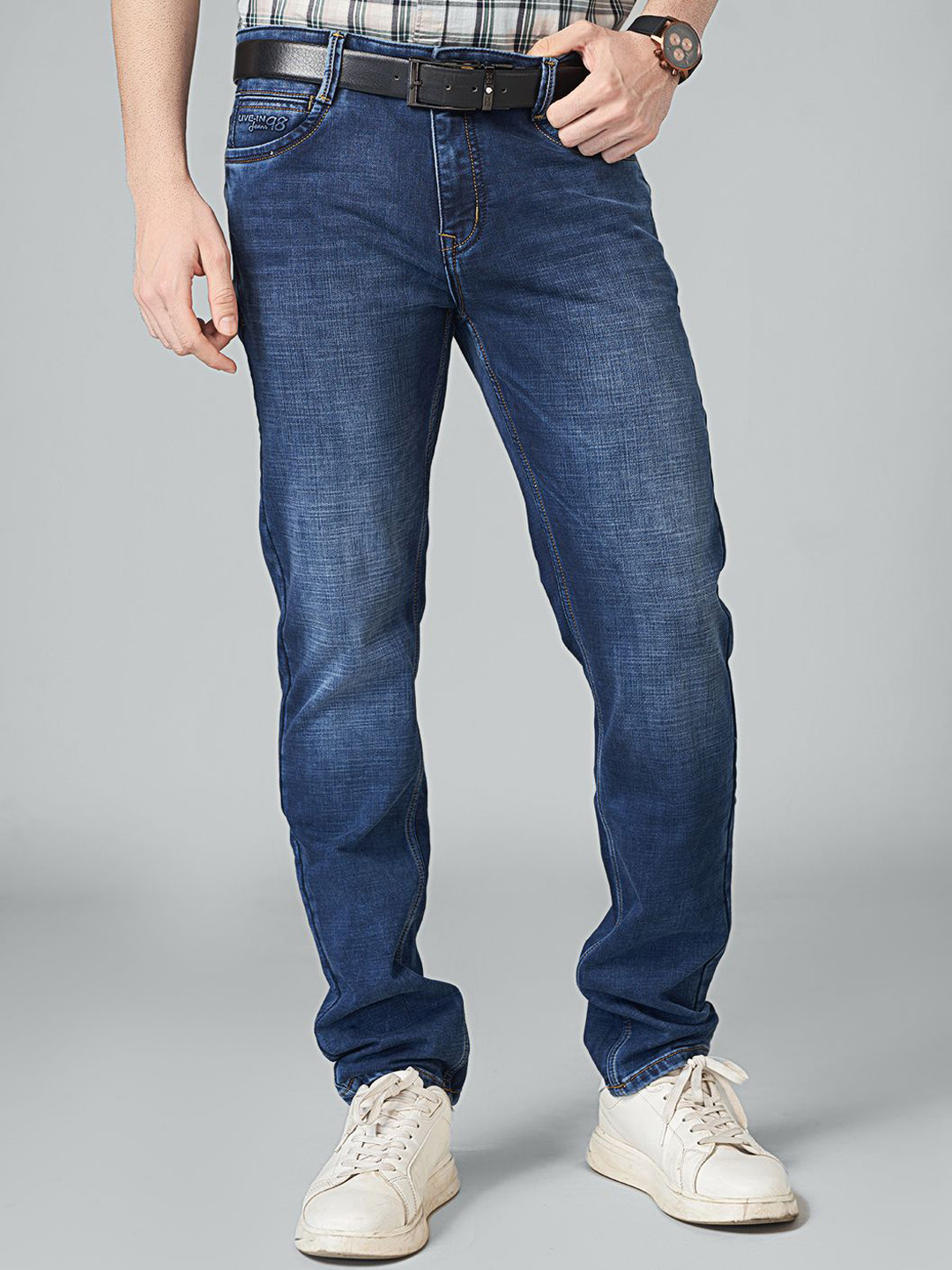 USMC Men Original Slim Fit Mid-Rise Light Fade Stretchable Jeans
