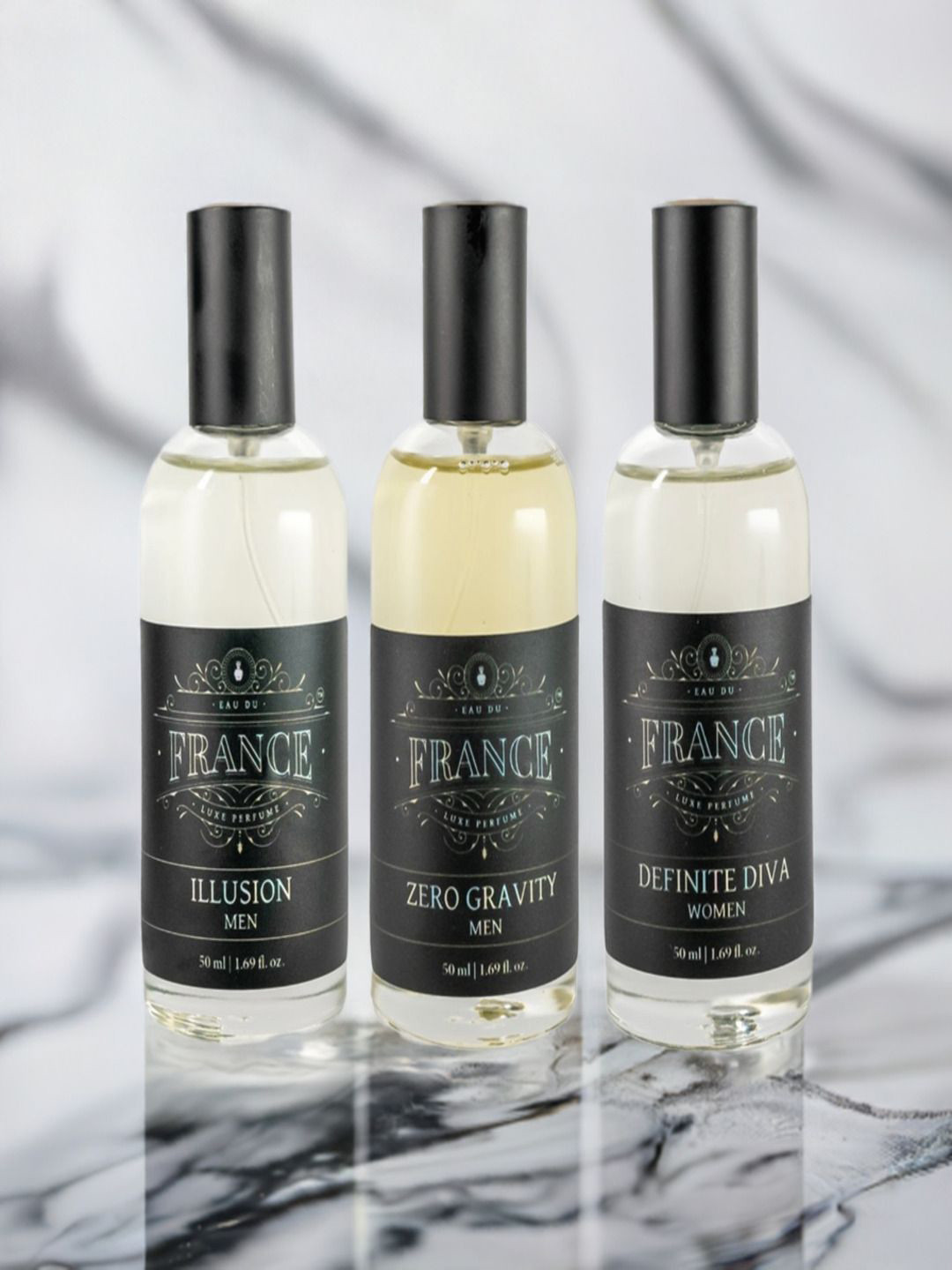 Eau DuFrance Set Of 3 Definite Diva, Illusion & Zero Gravity Eau De Parfum - 50 ml Each