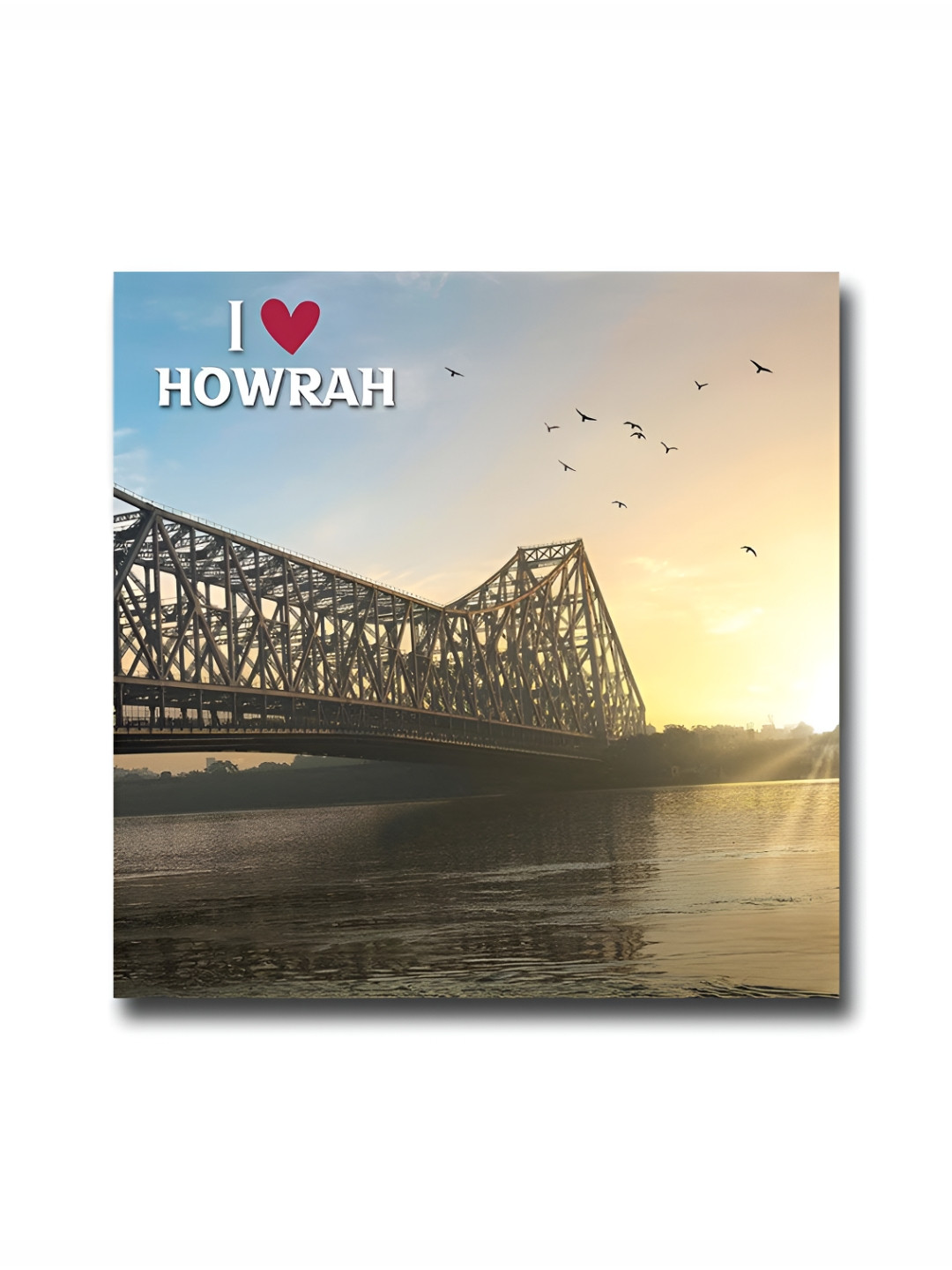 ARTBUG Grey & Blue I love Howrah City Printed Wooden FridgeMagnet