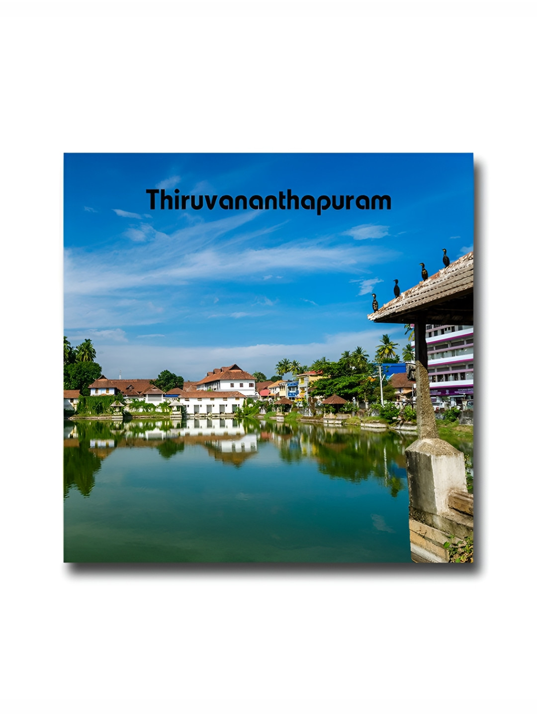 ARTBUG Blue & Green Thiruvananthapuram City Printed Wooden FridgeMagnet