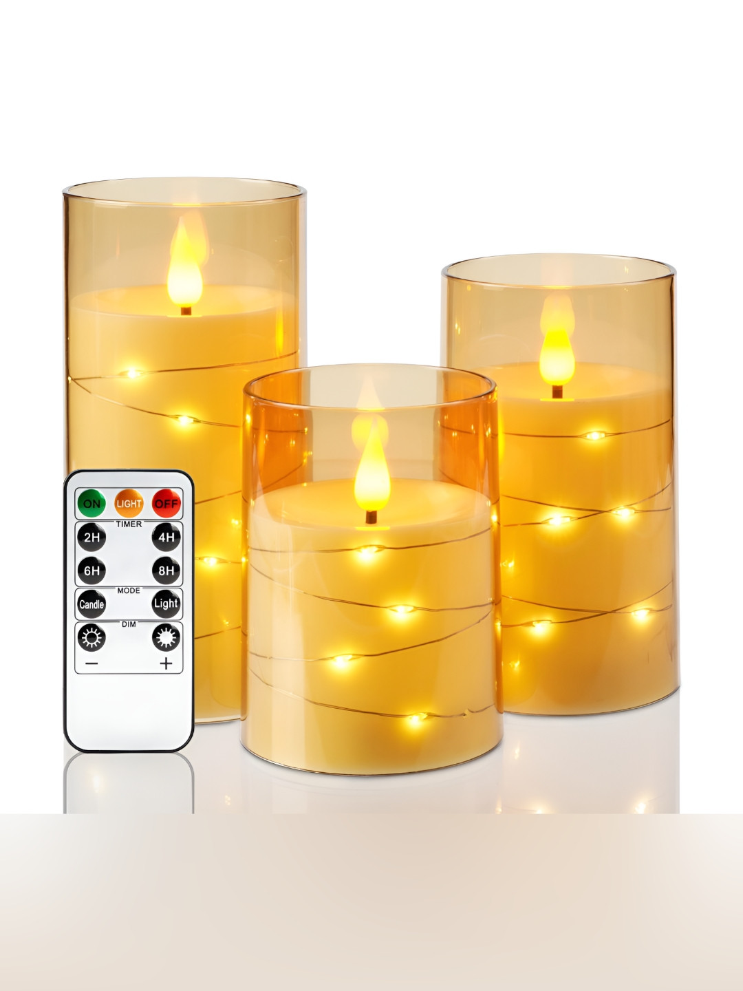LTETTES LED 3Pcs Scented 1 Wick Solid Geometric Regular Pillar Candles