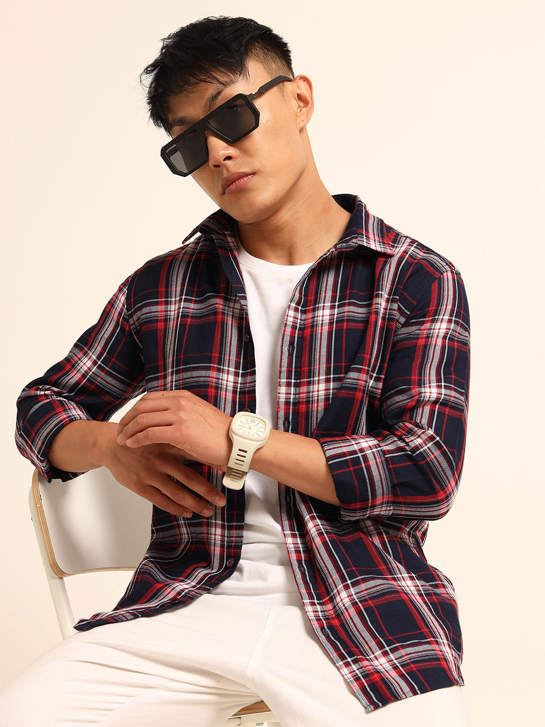 Bushirt Checks Tartan Cotton Long Sleeves Shirt