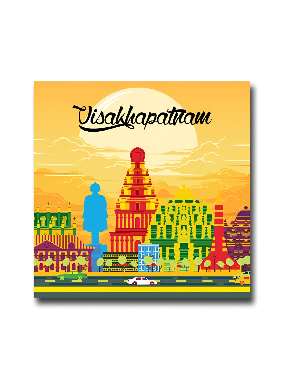 ARTBUG Yellow & Green Printed Wooden FridgeMagnet