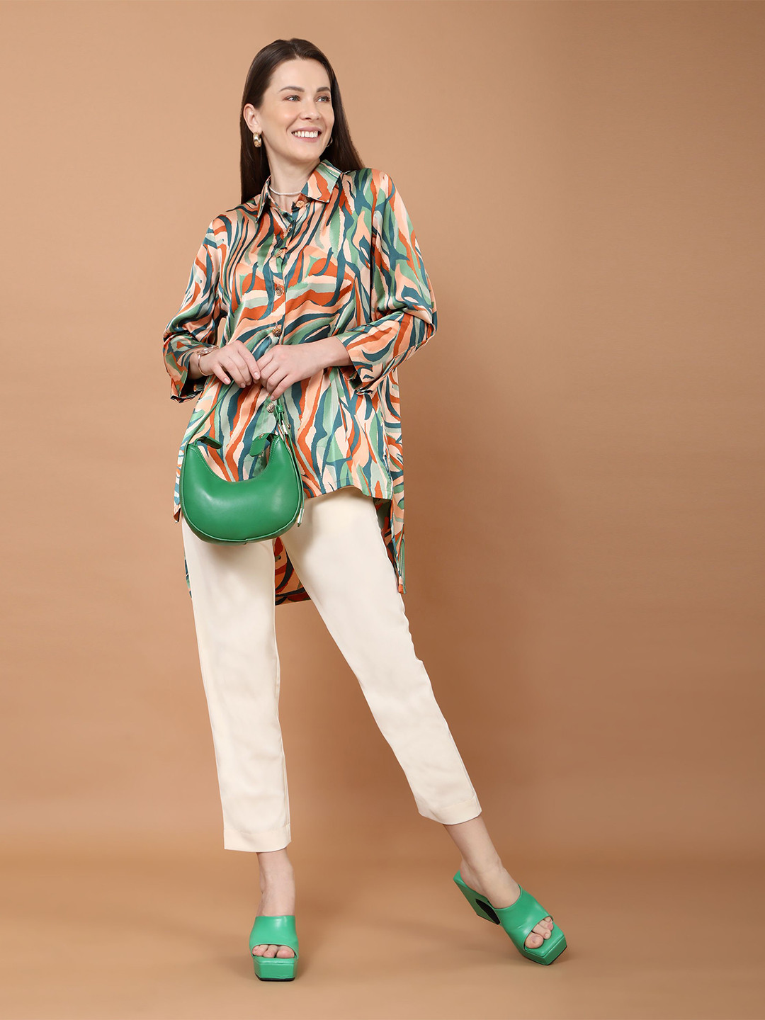 Tamiska By Narendra Kumar Shirt Collar Printed Tunic