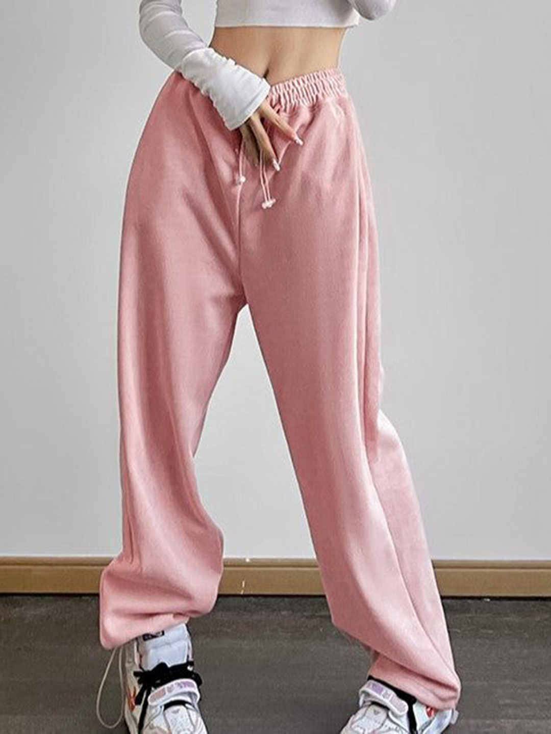 Outzidr Women Solid Drawstring Sweatpants