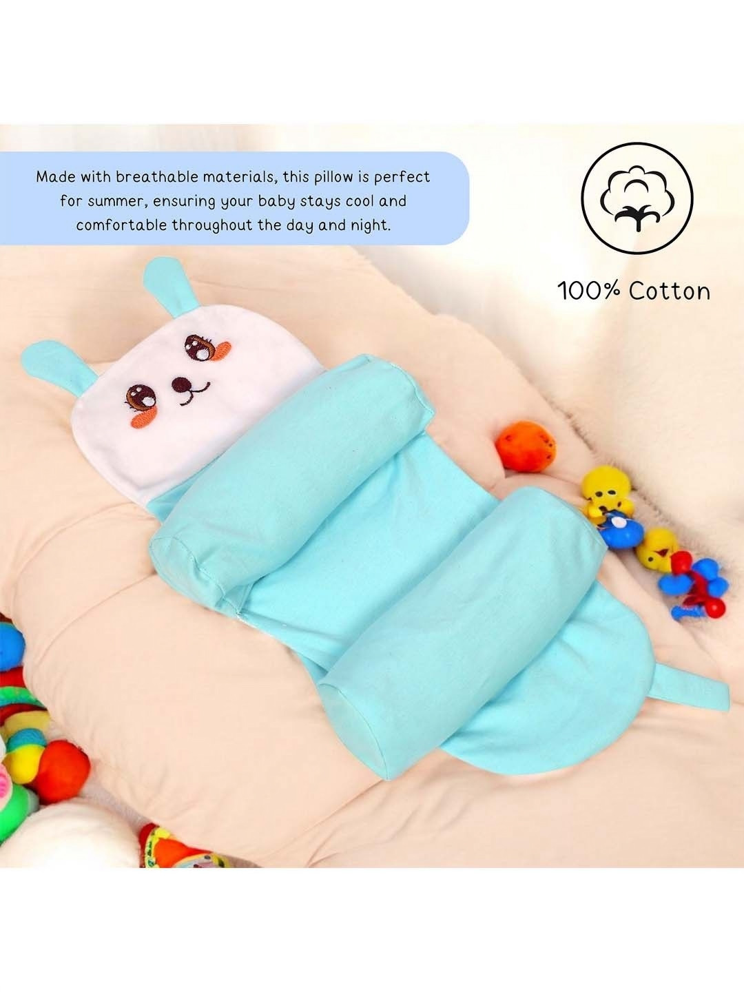 VoiDrop Kids Blue & White Pure Cotton Sleep Pillow