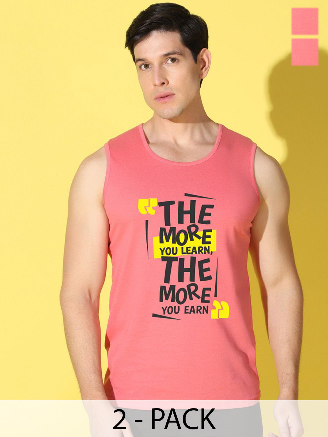 WOOSTRO Pack Of 2 Printed Combed Cotton GymInnerwear VWS26(MORE PEACH)(ALONE PEACH)