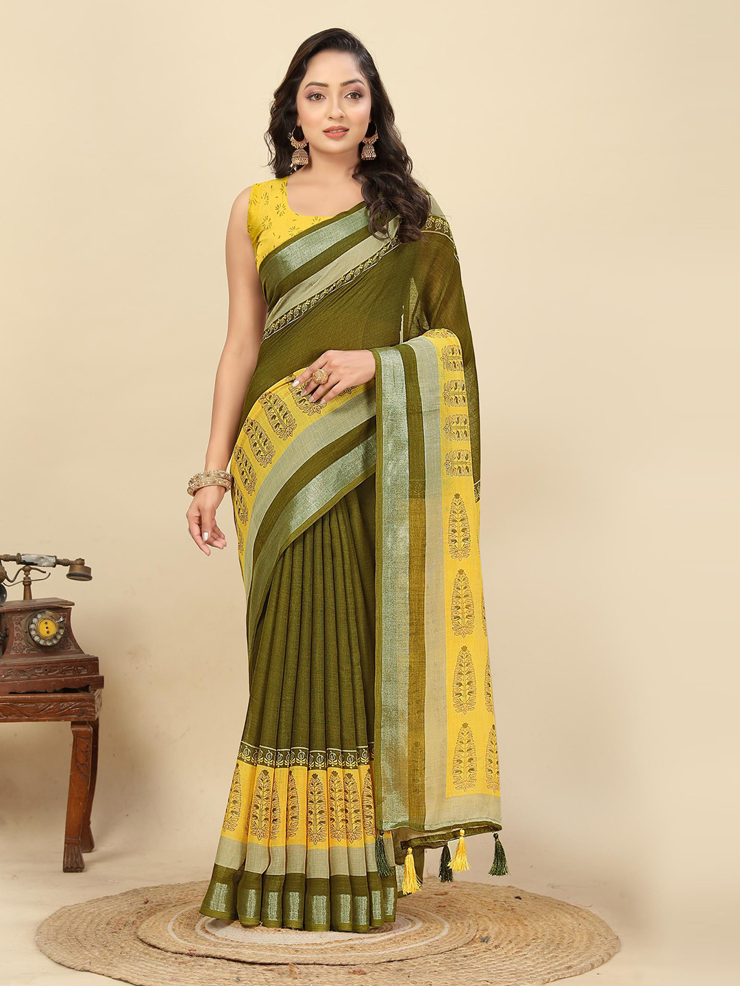 J 6 DESIGNER Linen Blend Saree