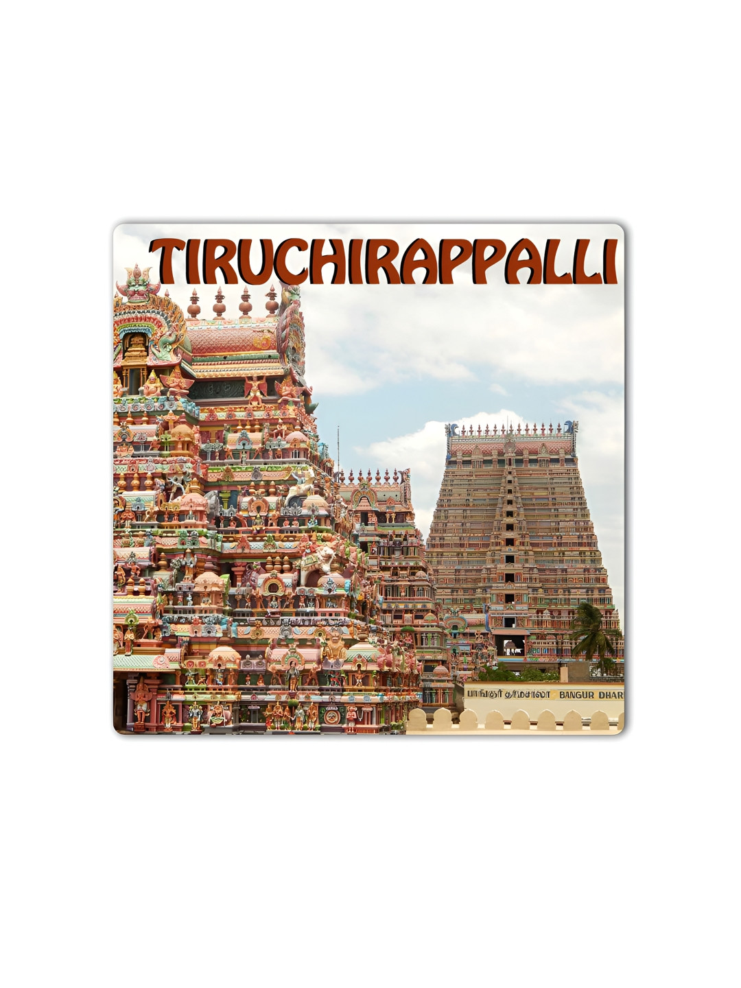 ARTBUG Beige & Pink Tiruchirappalli City Printed Wooden FridgeMagnet