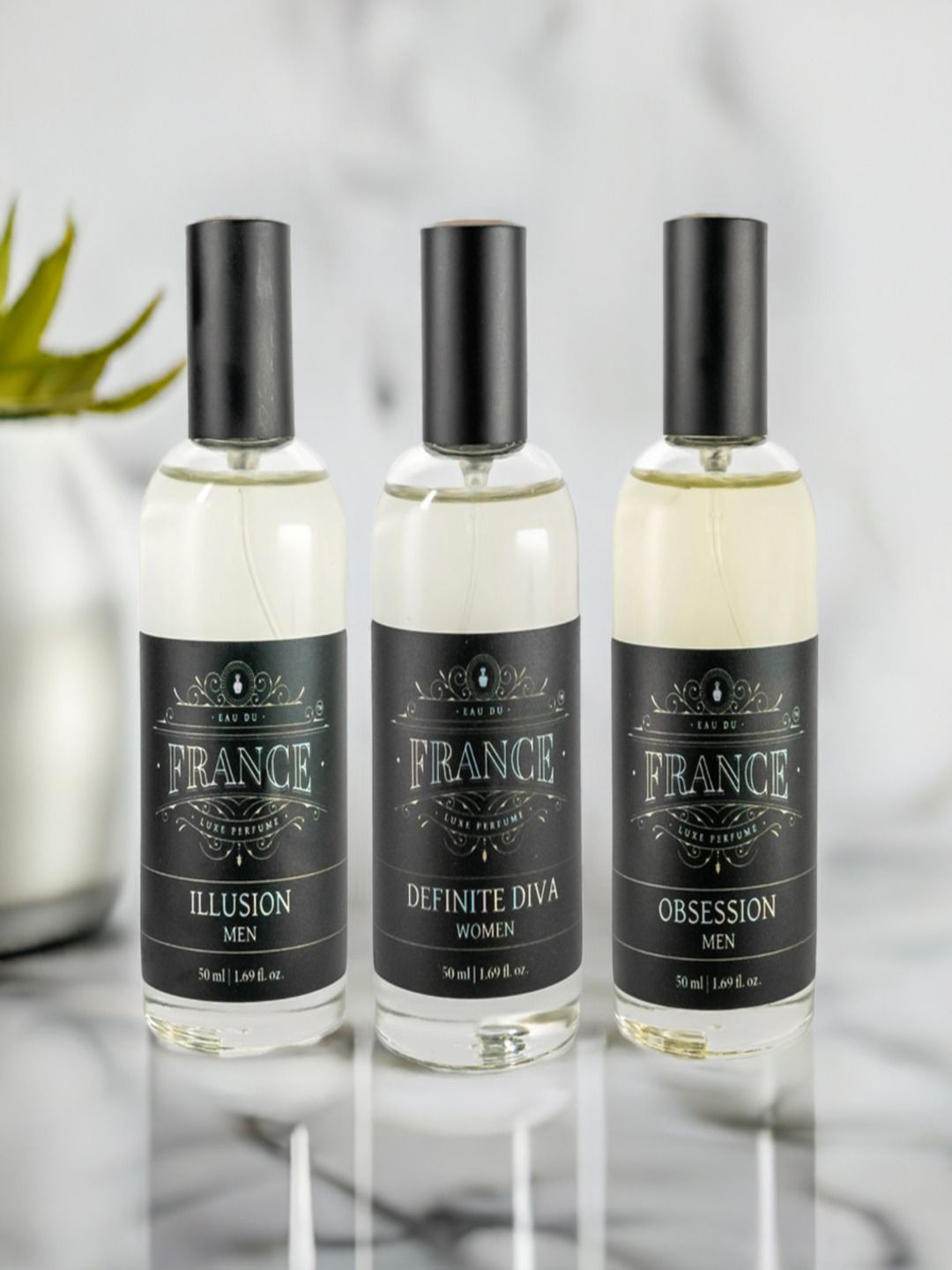 Eau DuFrance Set Of 3 Illusion With Definite Diva And Obsession Eau De Parfum - 50 ml Each