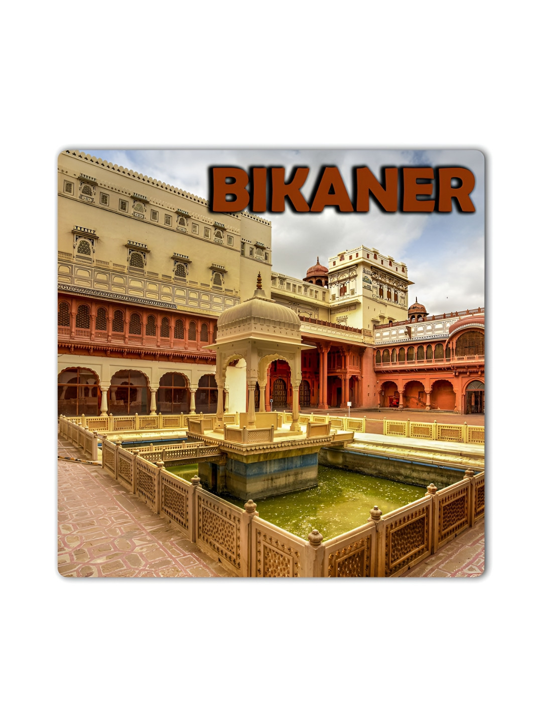 ARTBUG Beige & Red Printed Wooden FridgeMagnet