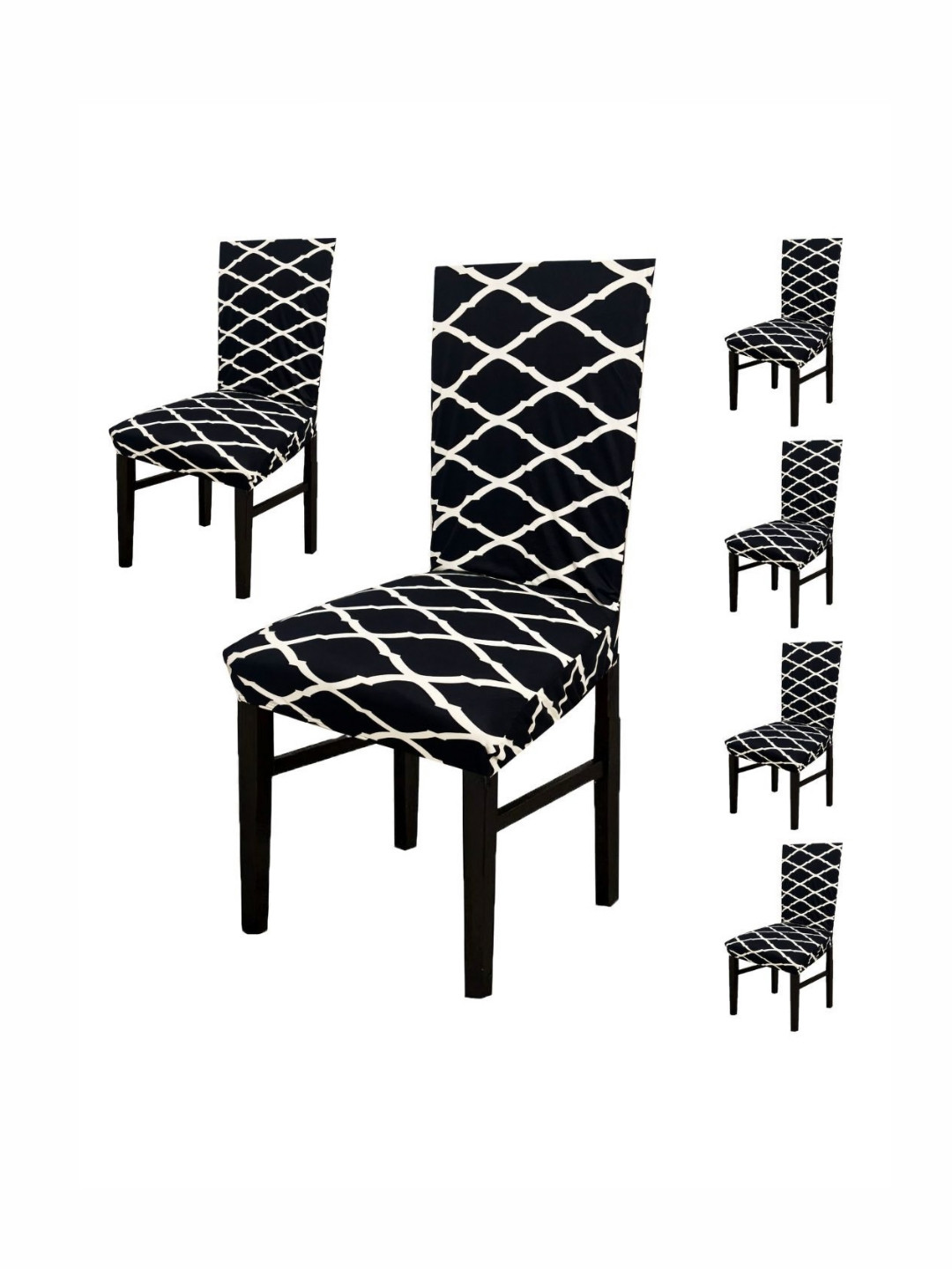 GIFTS ISLAND Set Of 6 Black Printed Chair Covers