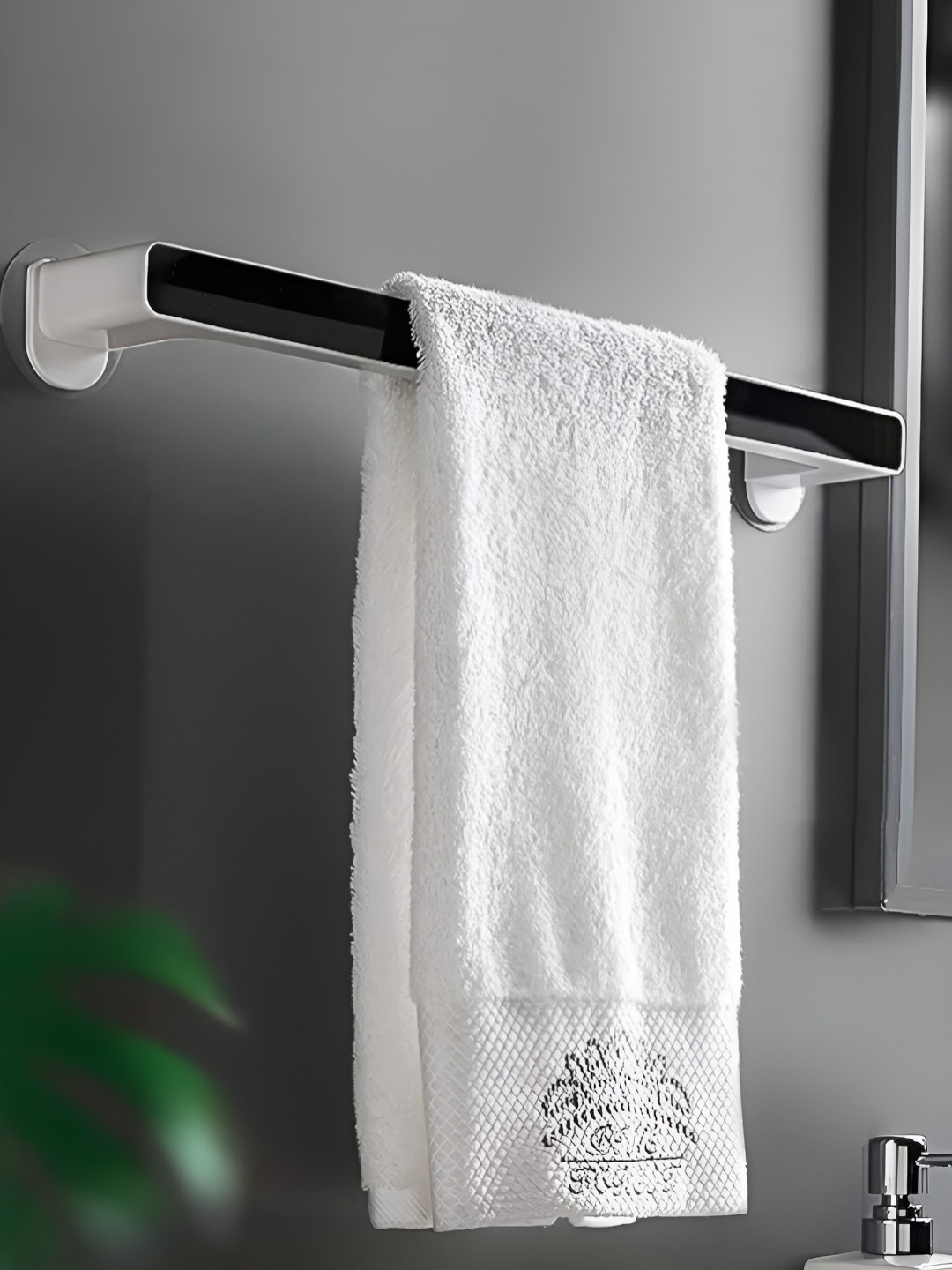 upkaranwale Black Stainless Steel Self Adhesive Wall Mount Towel Holder