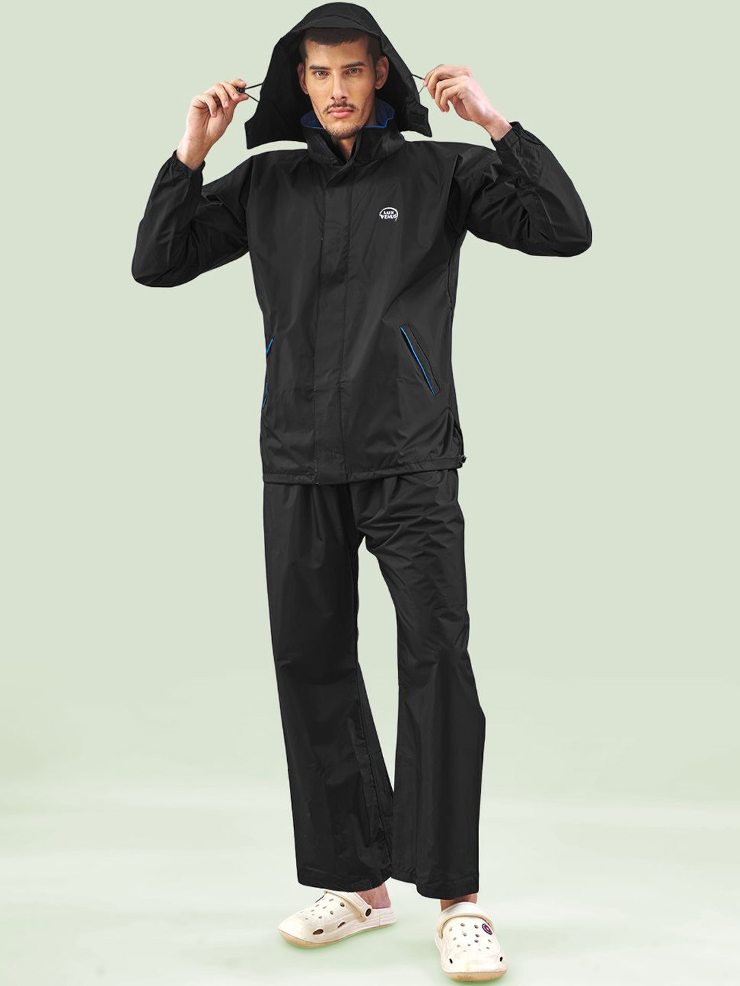 LUX VENUS Tapping Attached Hood Rain Coat & Pant Set