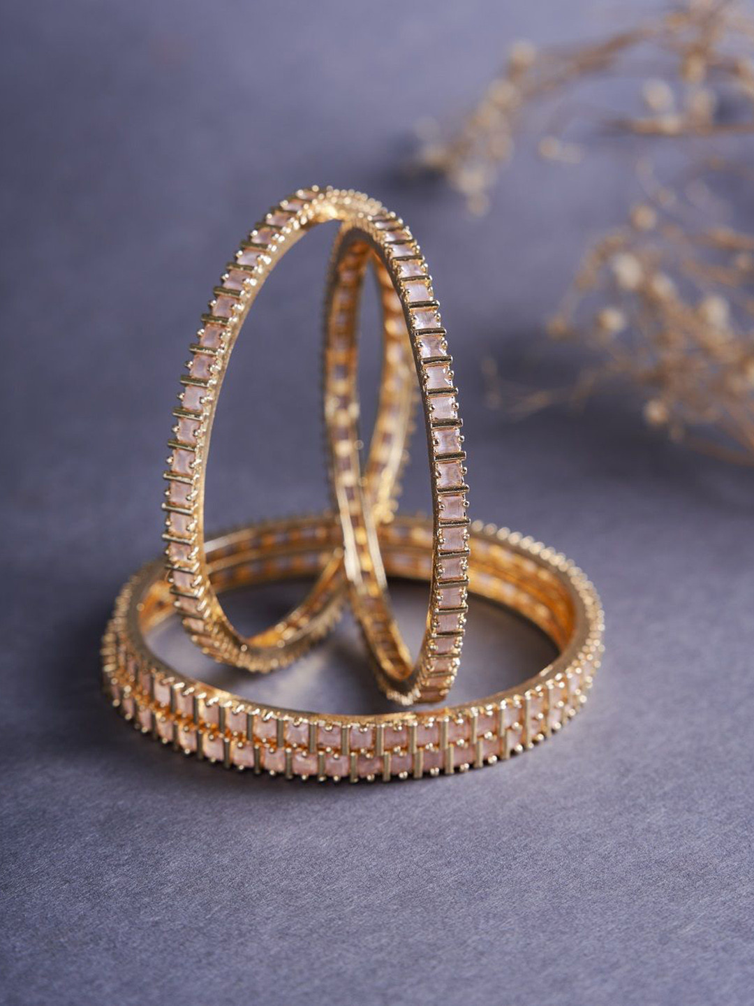Opal Touch Set Of 4 Gold-Plated AD Studded Bangles