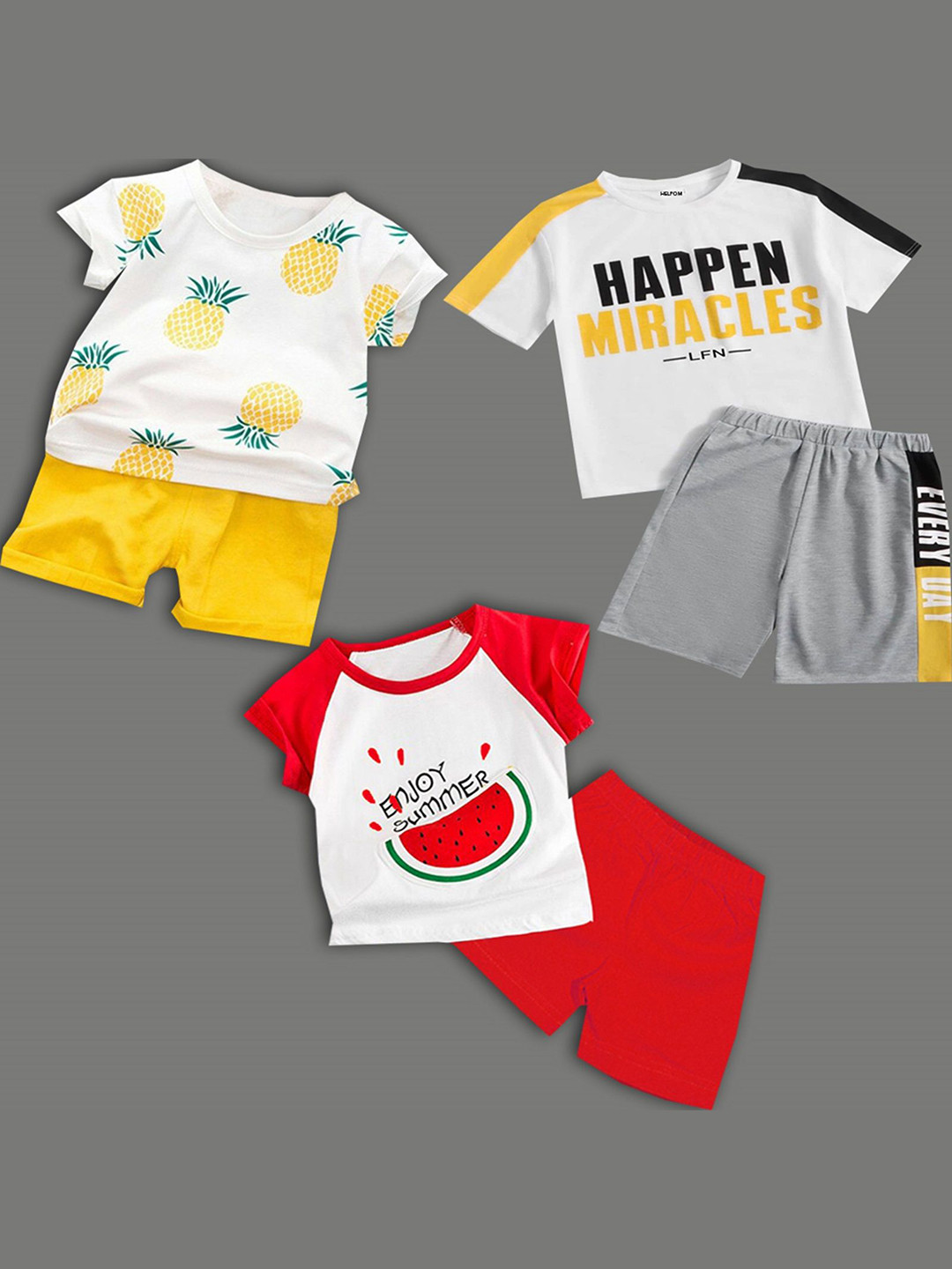 HELPOM Unisex Kids Printed T-shirt with Shorts