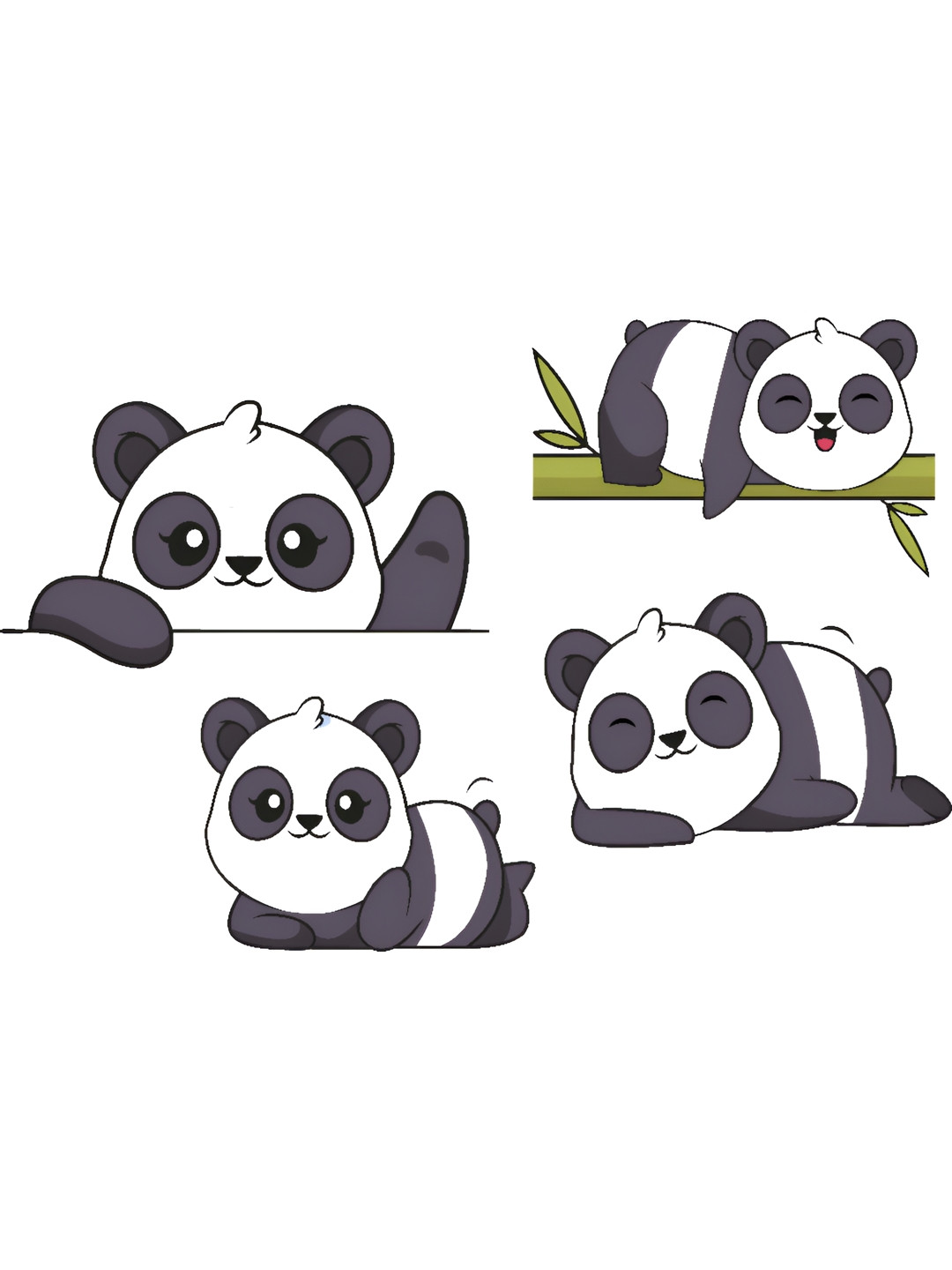 LANSTICK Set Of 4  Black & White Cute Pandas Switchboard Wall Sticker